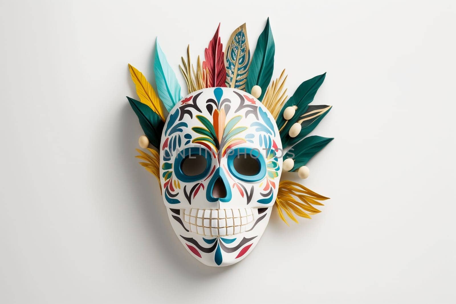 Mexican mask of death isolated on the white background, created with generative AI
