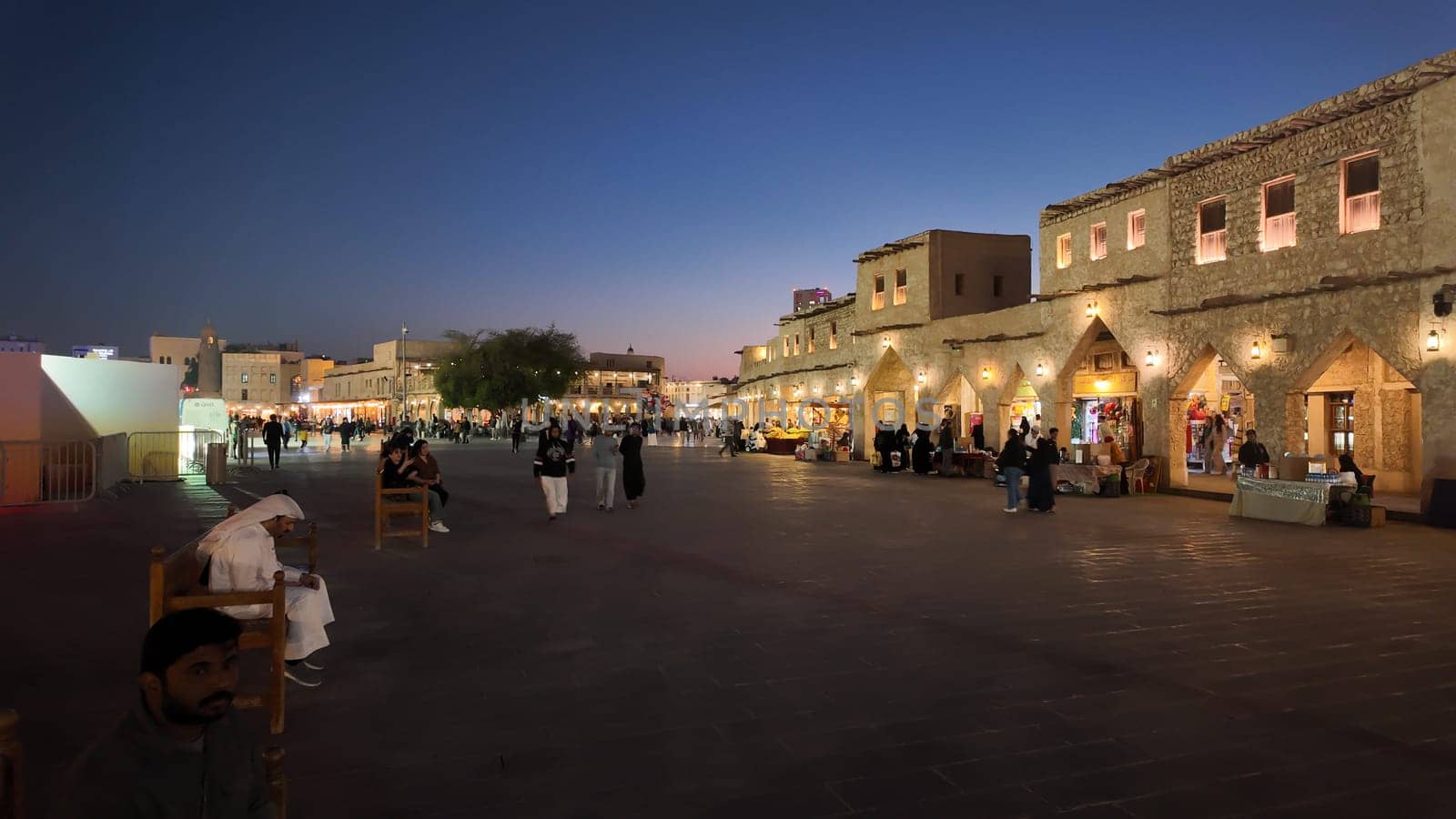 Qatar Doha 2 february 2025, Night market in doha's old city at Souq waqif.