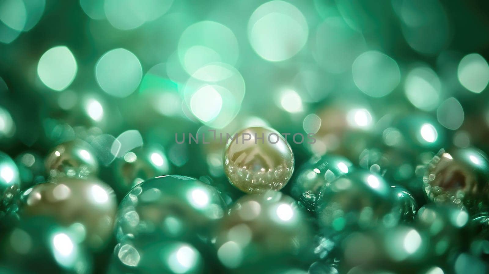 Delicate pearls in various natural colors scatter across the surface, reflecting light beautifully. This mesmerizing display evokes a sense of luxury and sophistication in any setting.