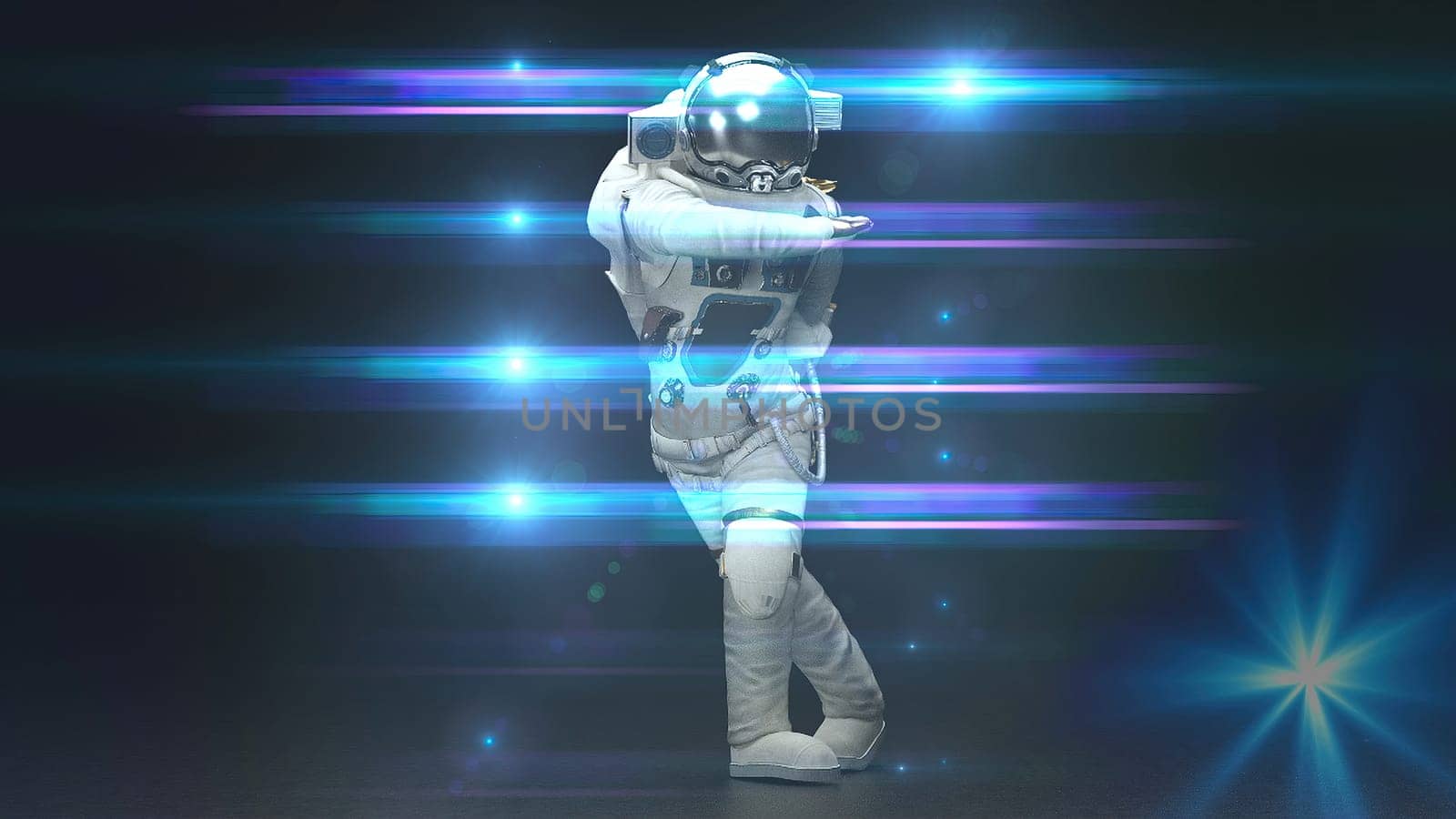 3d render dancing astronaut. Computer generated