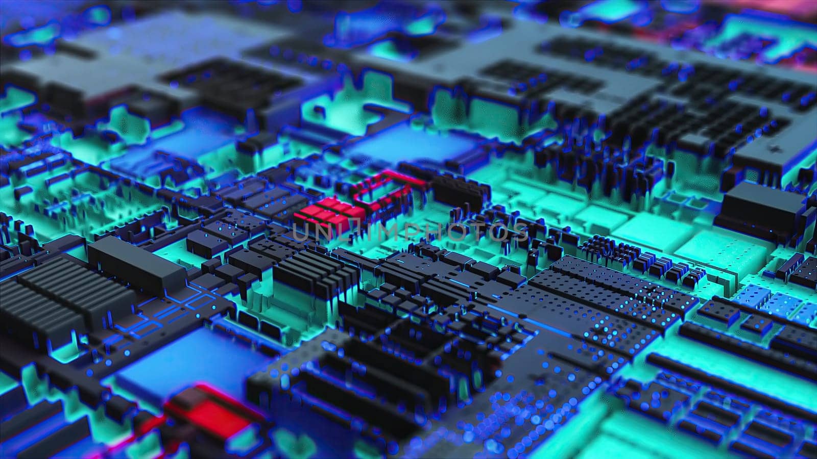 Abstract futuristic chip. Computer generated 3d render