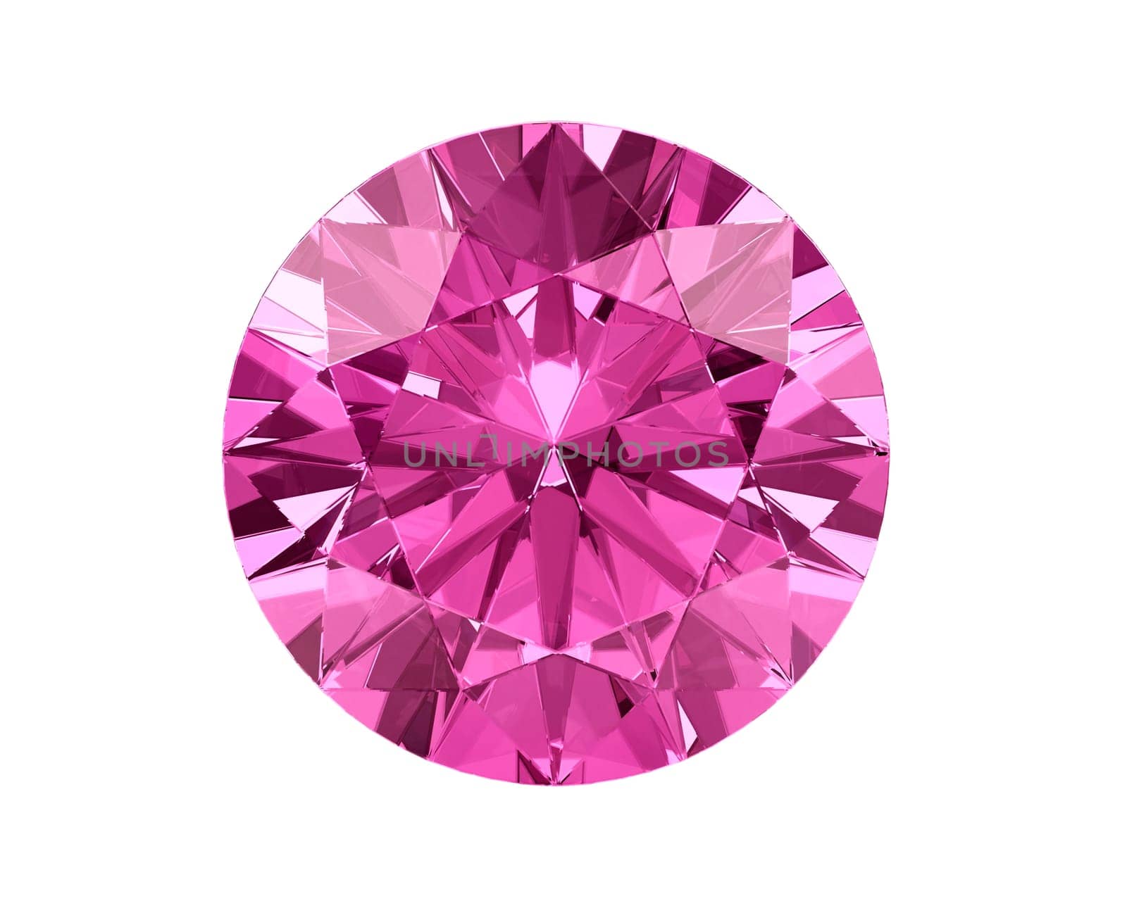 Dazzling diamond pink gemstones on white background