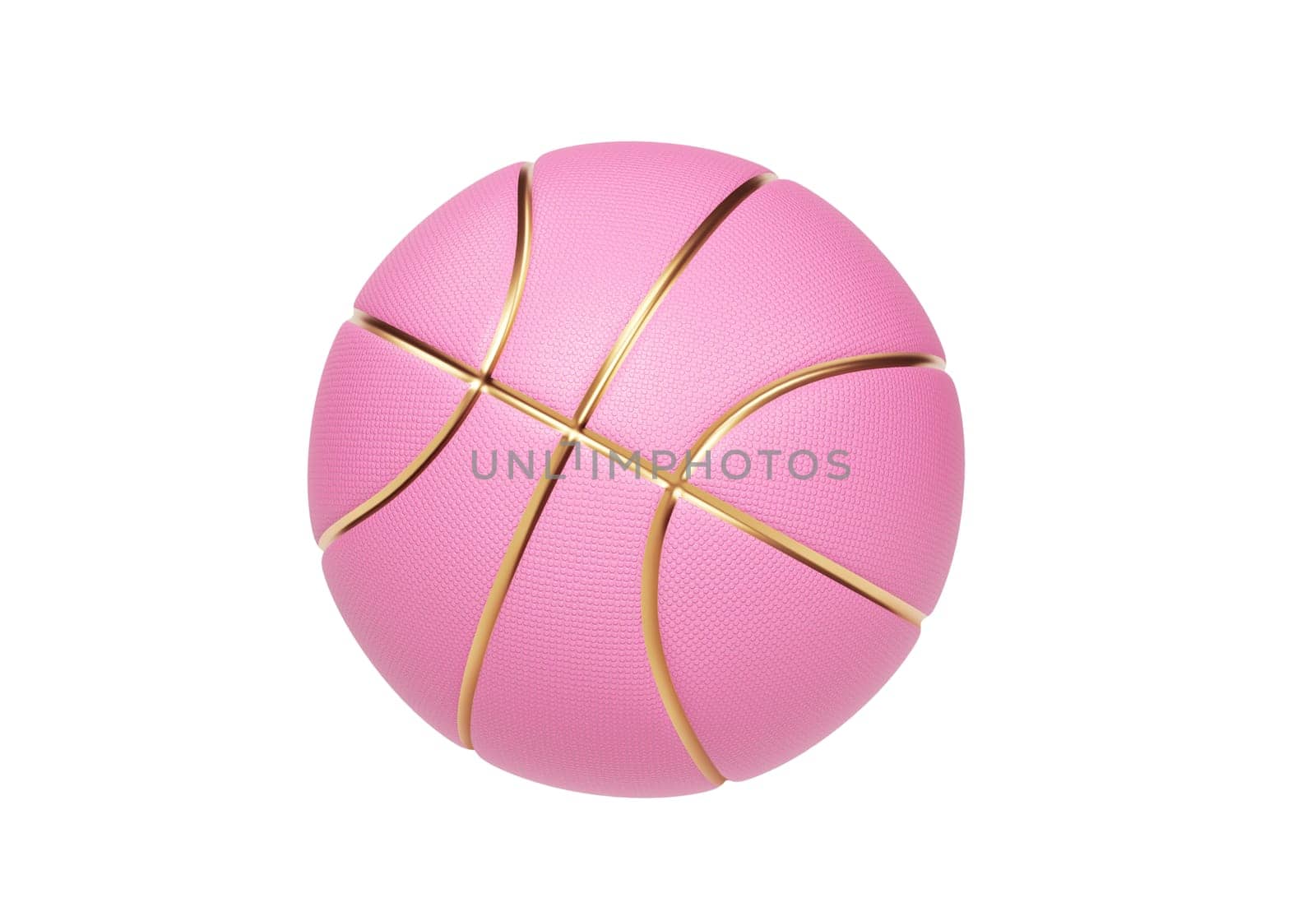 Pink basketball ball with golden lines