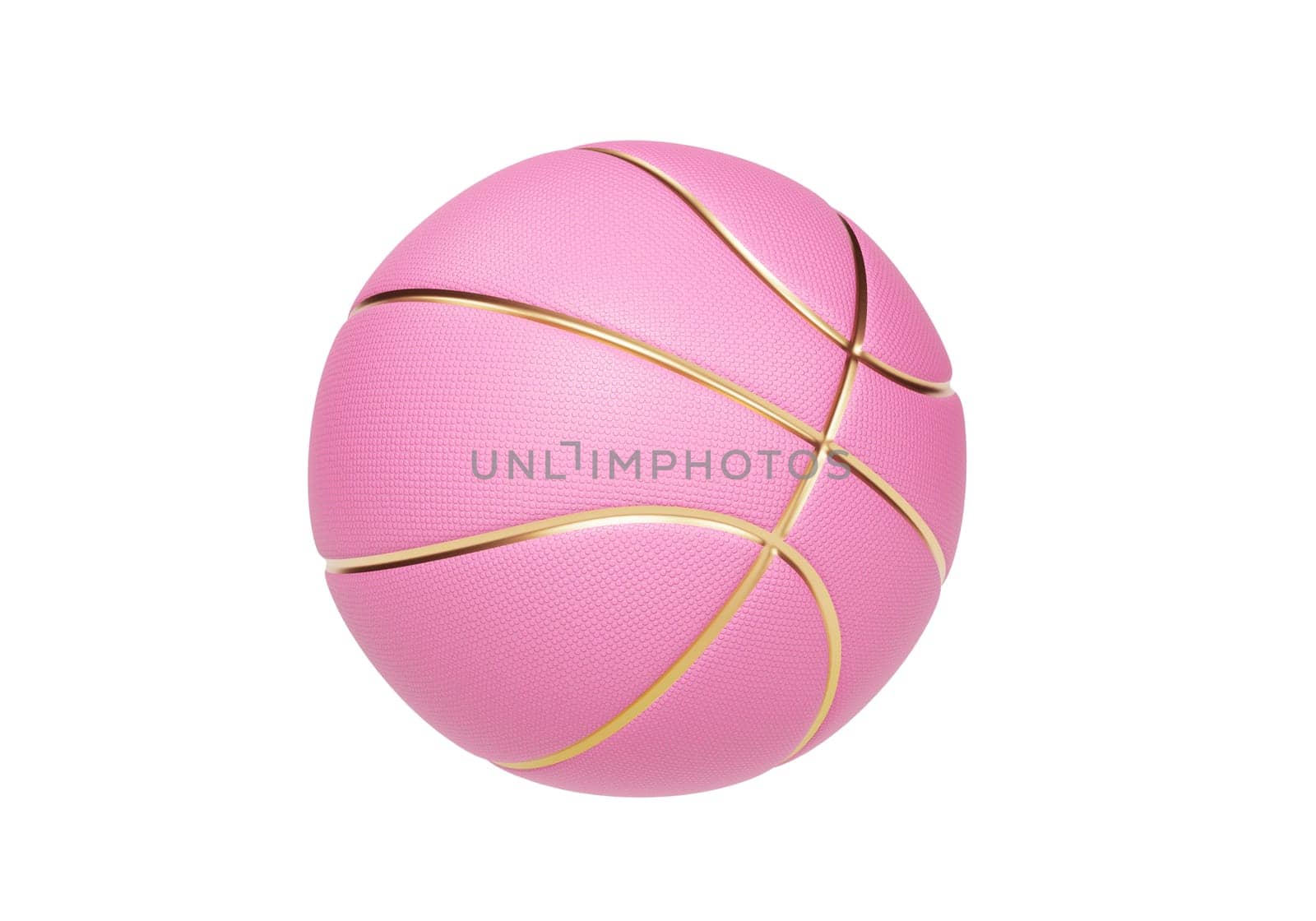 Pink basketball ball with golden lines