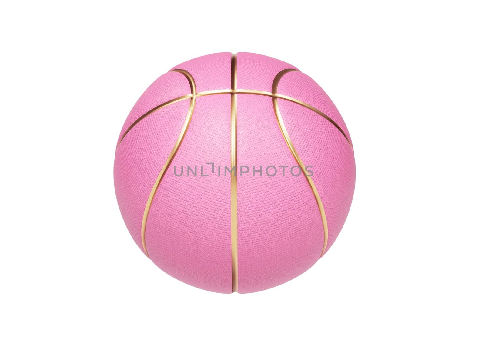 Pink basketball ball with golden lines