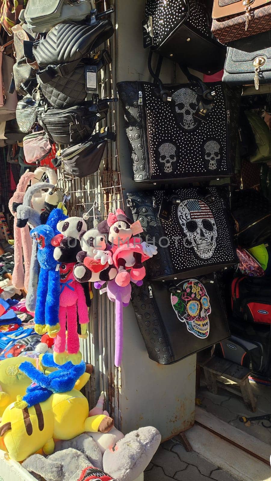 October 17 2024 Hrensko Czech Republic Europe Stuffed toys bags shop shopping market place business commercial editorial . High quality photo
