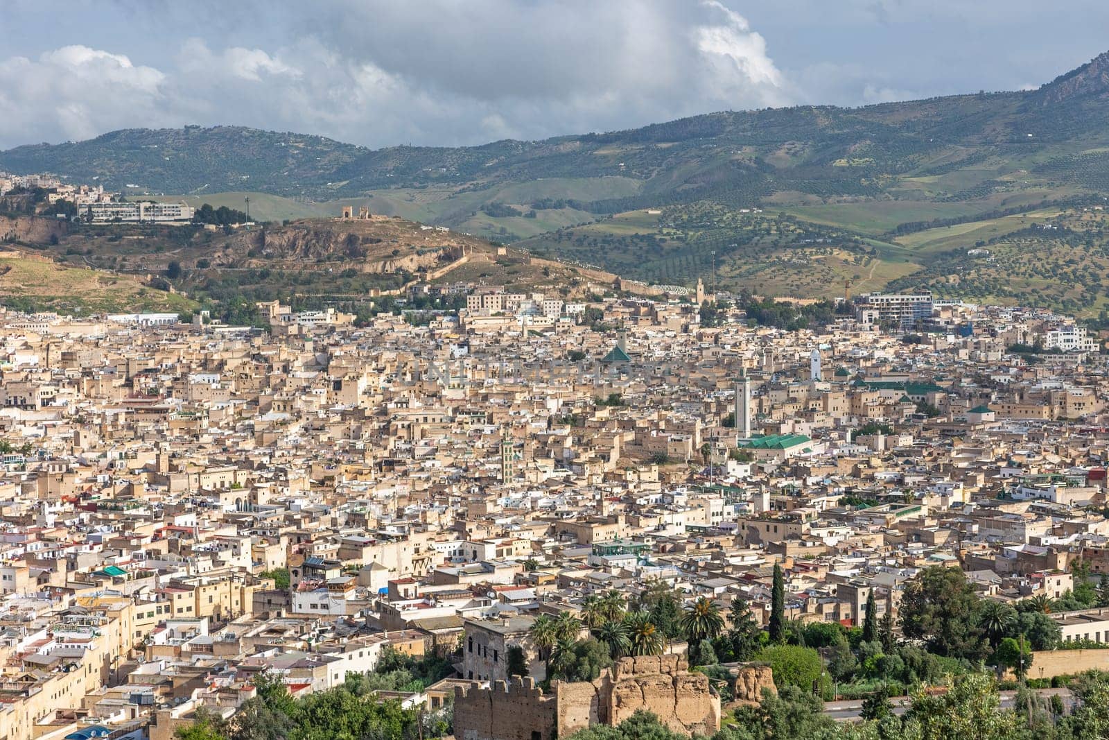 High angle view of Fes el Bali, the old town in Fez, Morocco.  by Frank11