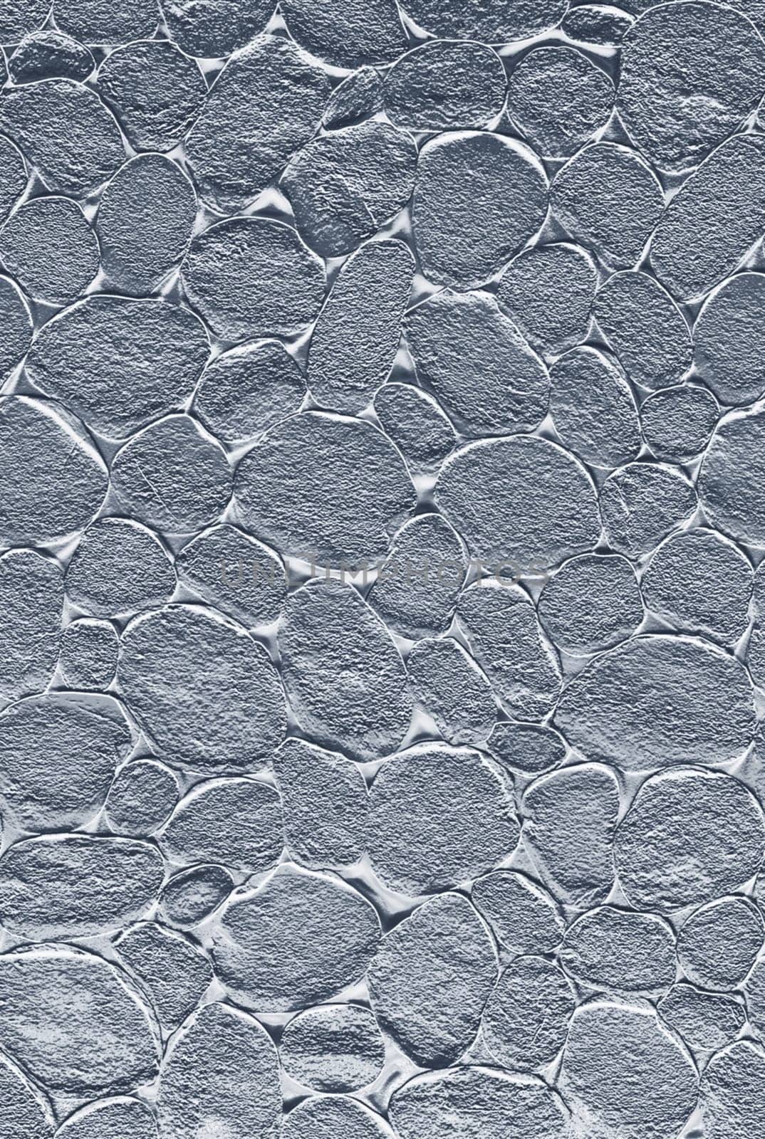 Metallic silver textured background forming a seamless pattern of smooth pebbles, ideal for design projects