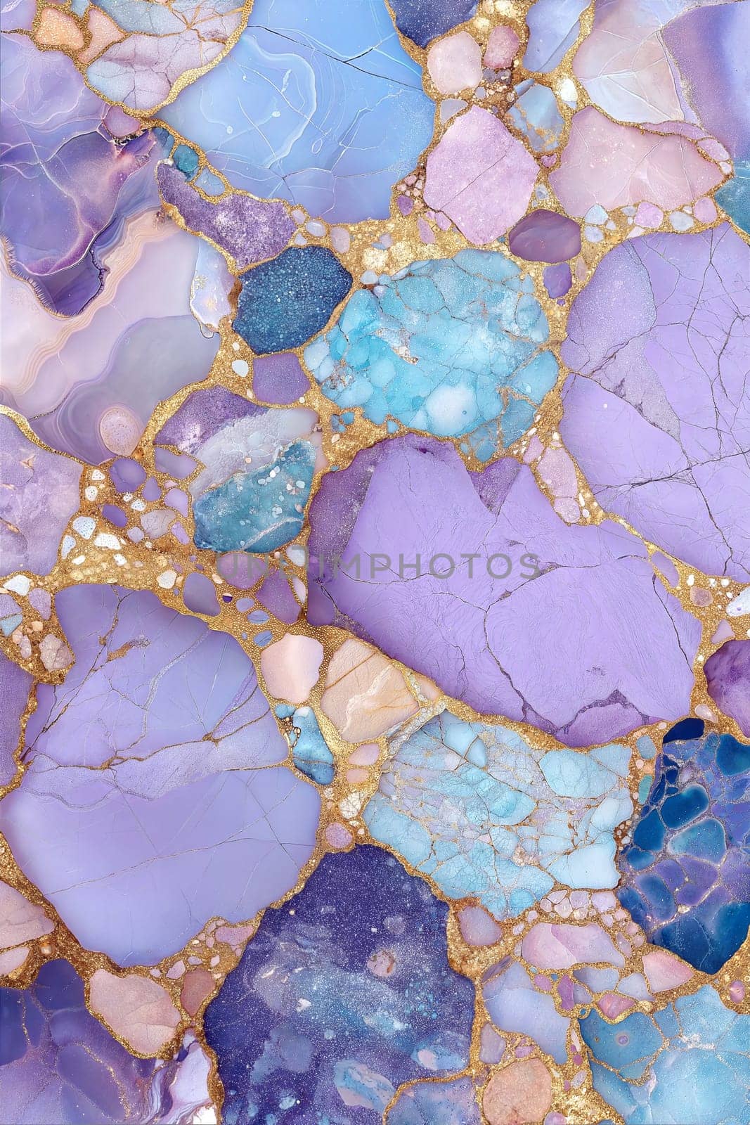 Stunning lilac blue marble background featuring smooth textures and intricate golden veins. Ideal for design projects, backgrounds, and creative uses.