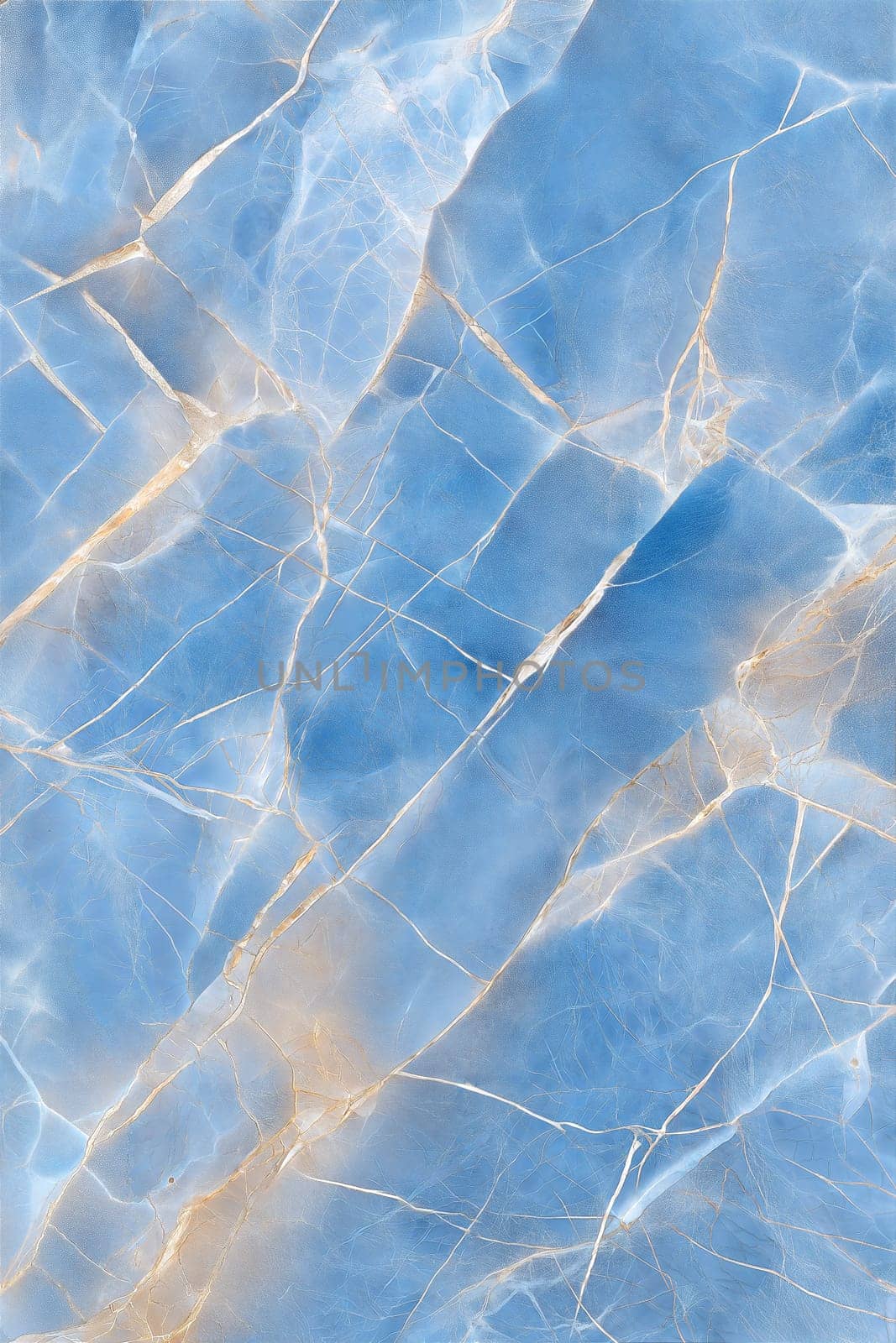 A sophisticated blue marble background with intricate cracks and gold veins, offering a stylish and elegant texture for design projects.