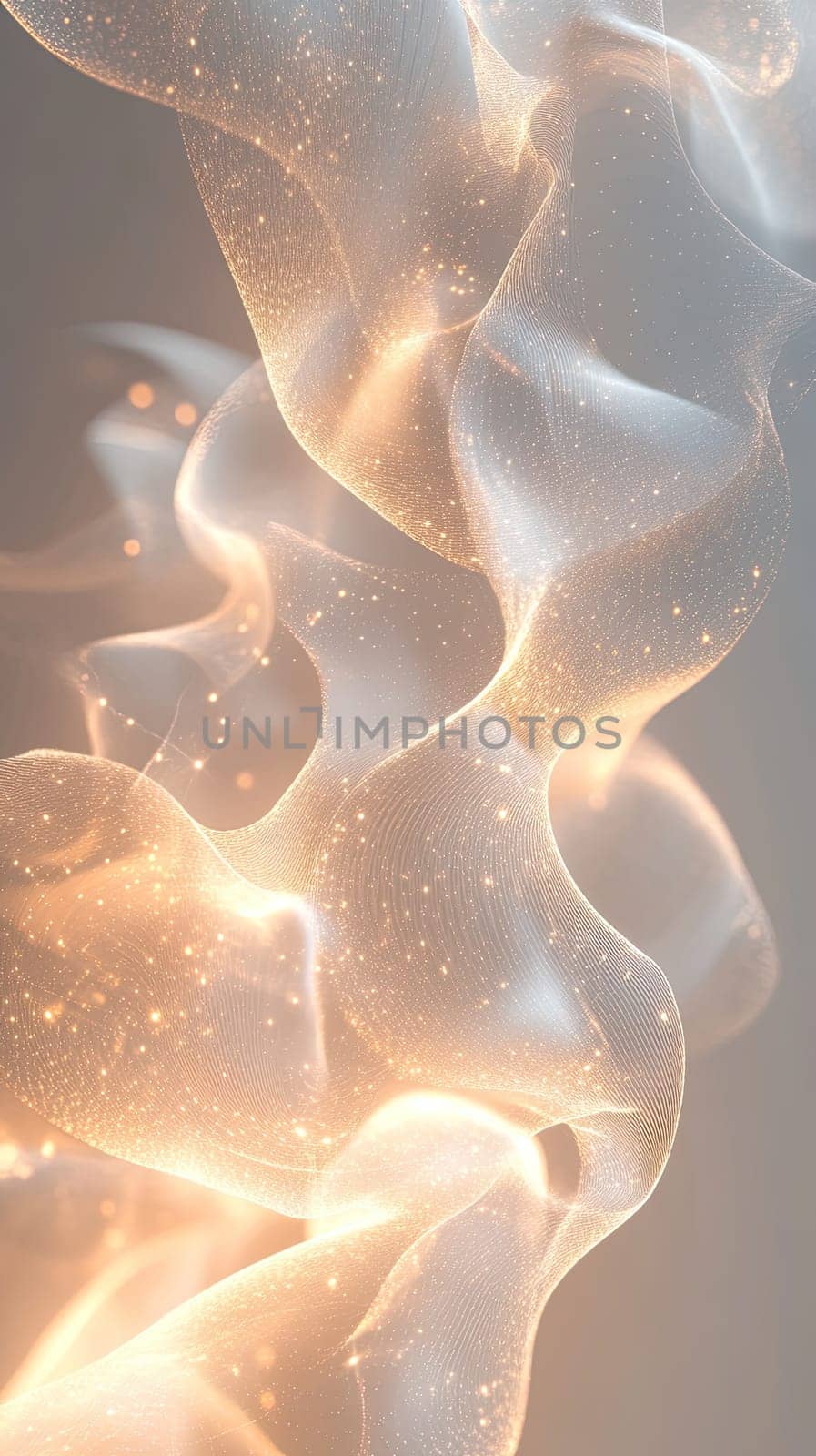 Soft pastel lines blend harmoniously, creating an abstract design filled with blurred light streaks. The ethereal glow enhances the smooth and minimalistic ambiance, inviting calmness.
