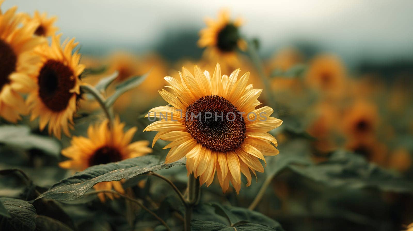 Vibrant sunflower blooming under summer light in a lush green field. Great for eco-friendly designs, floral advertising, seasonal content, and natural-themed visuals