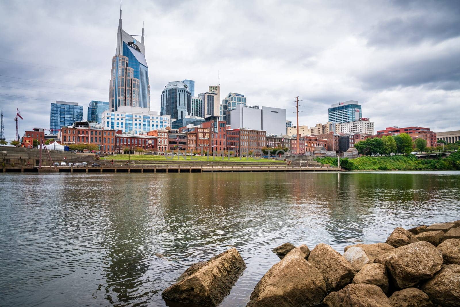October 13, 2023, Nashville, TN: Scenic view of Nashville, Tennessee skyline, and the Cumberland River