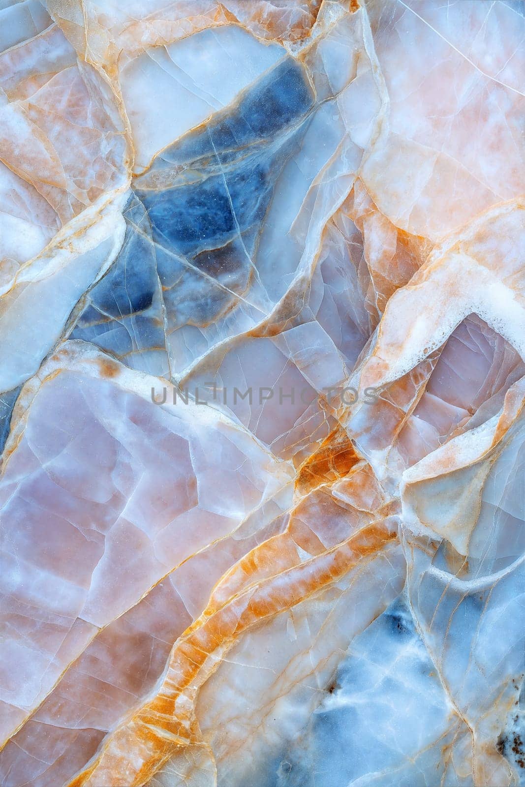 Elegant marble background featuring soft pastel hues of blue, pink, and orange with subtle golden veins, perfect for artistic, luxurious, and modern designs.