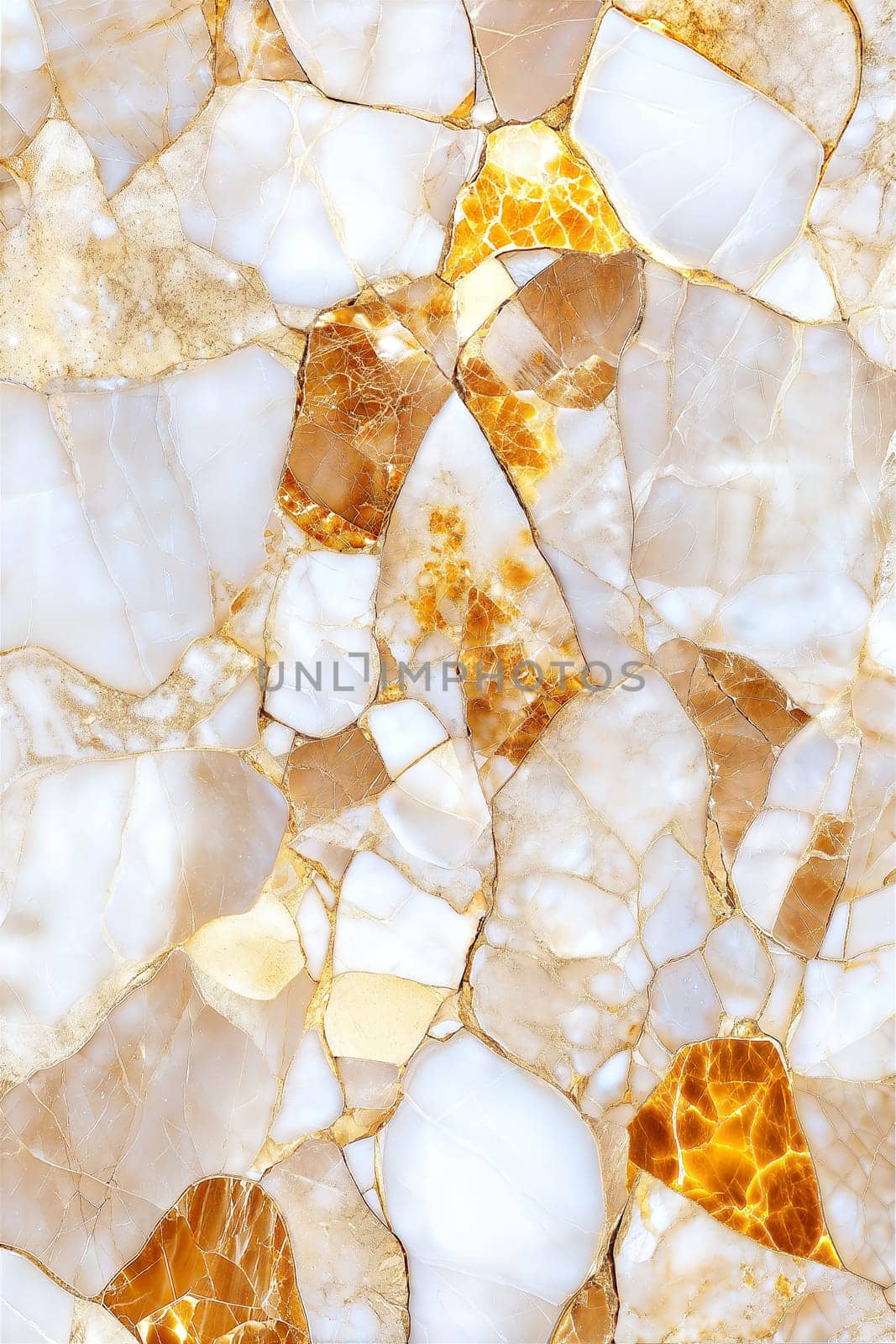 A close-up shot of a luxurious marble background with gold veins and white cracks, perfect for elegant design, interior decoration, and abstract patterns.