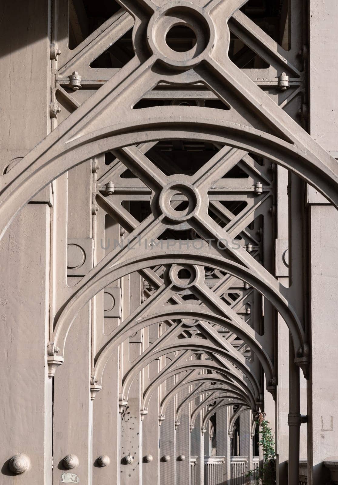 Newcastle, UK - Apr 11, 2025 - Perspective of Structural steel design of The High level bridge (Victorian metalwork) is a road and railway bridge spanning the River Tyne connecting Newcastle upon tyne and Gateshead in North East England. use it as your Wallpaper, Poster and Space for text, Selective focus.