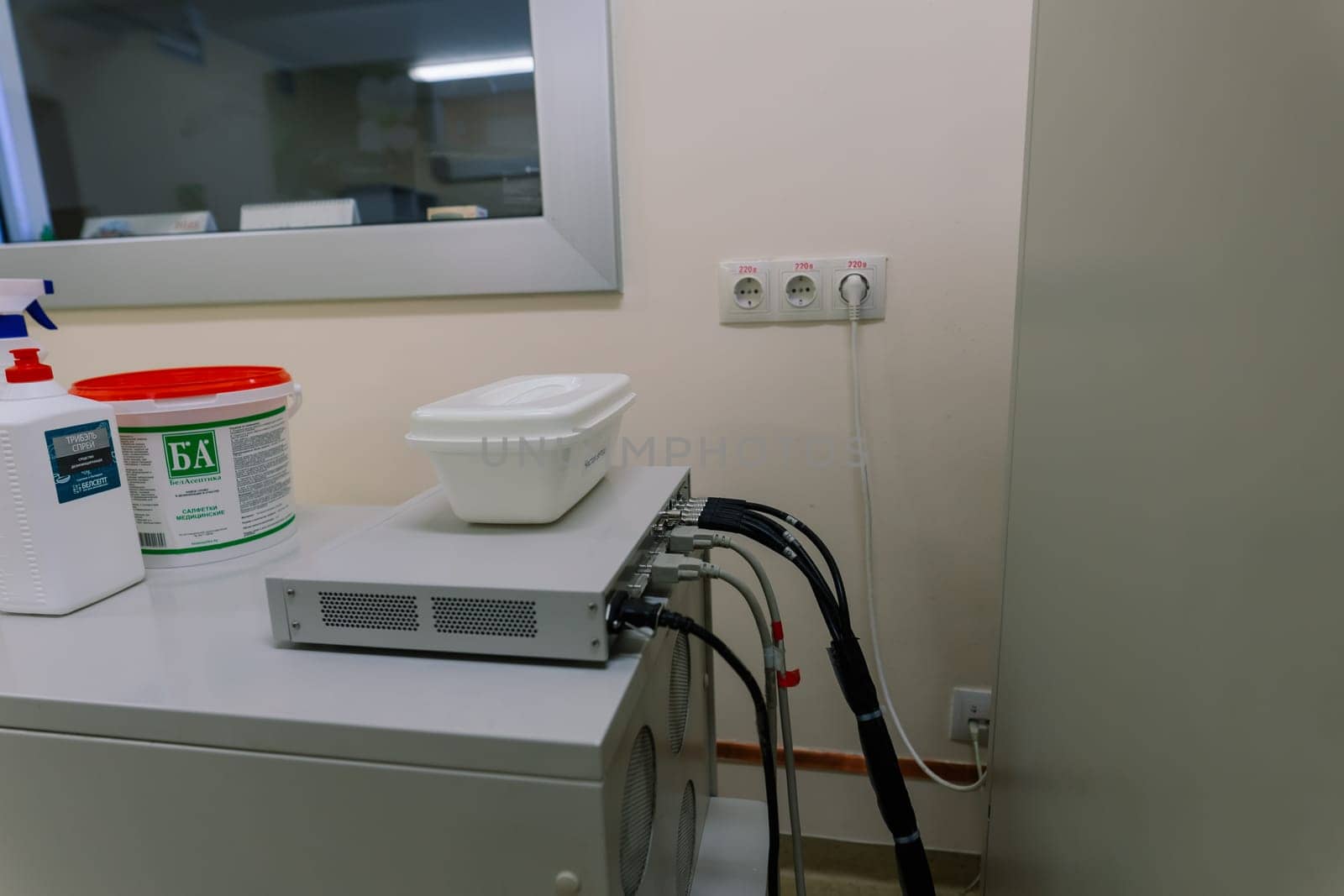PET CT, magnetic resonance or tomography medical equipment cancer scanner at a hospital or clinic