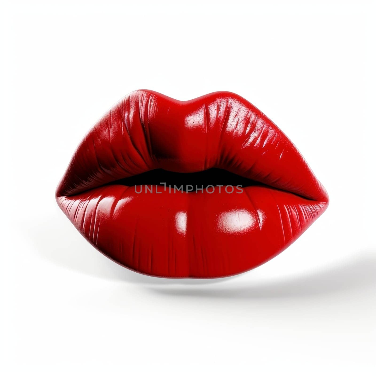 Red female lips on the white background, created with generative AI