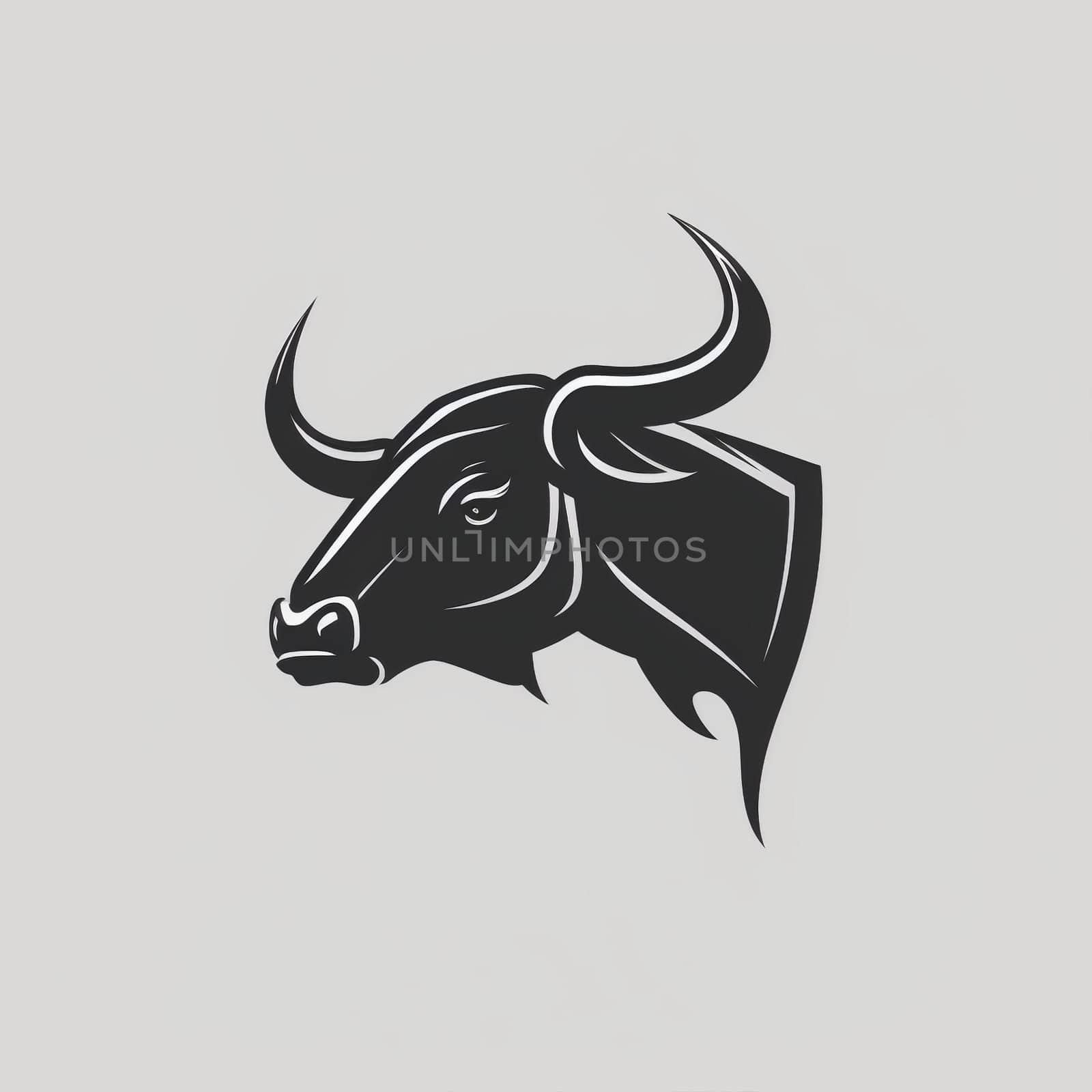 Simple flat logo design of a black bull isolated on the white background, created with generative AI