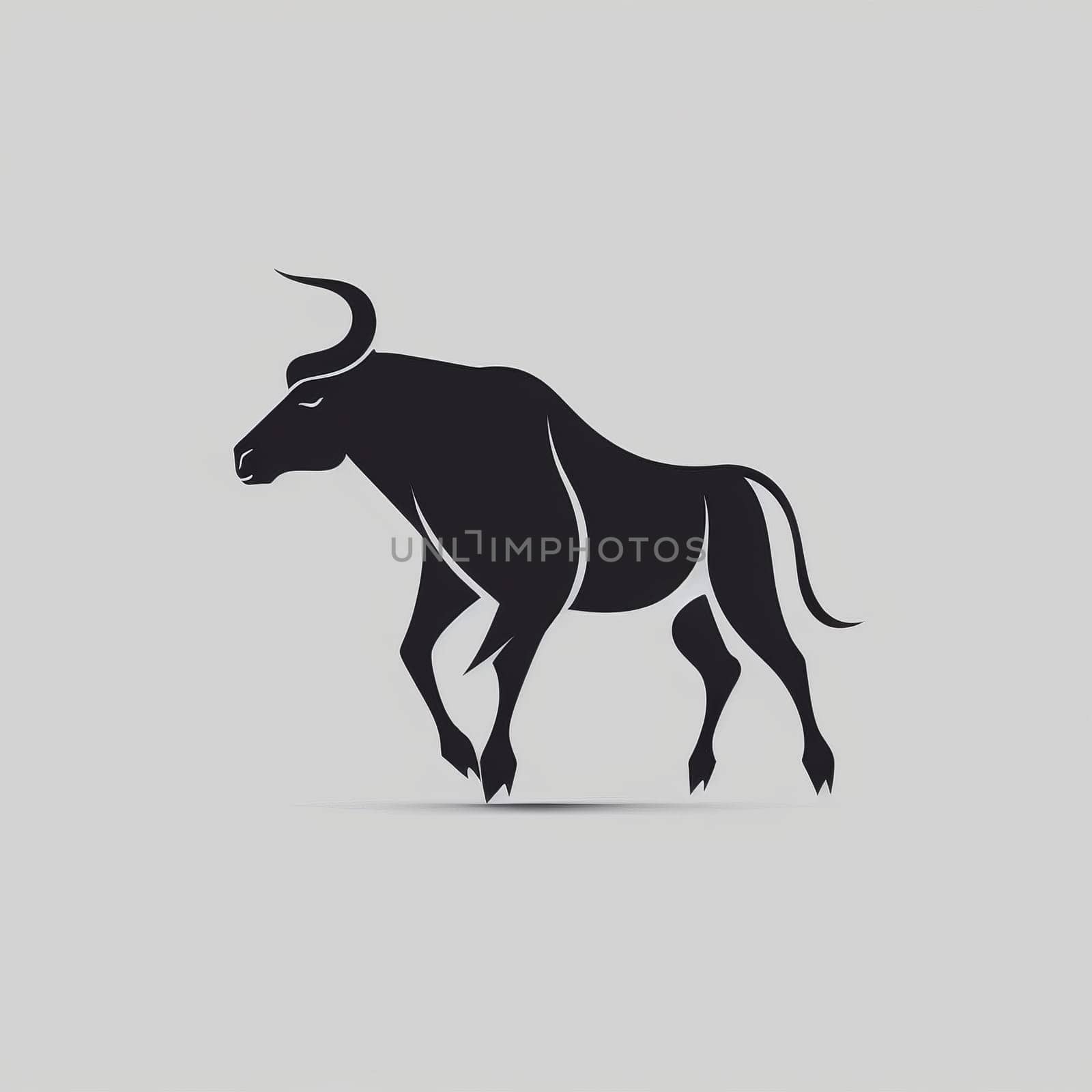 Simple flat logo design of a black bull isolated on the white background, created with generative AI