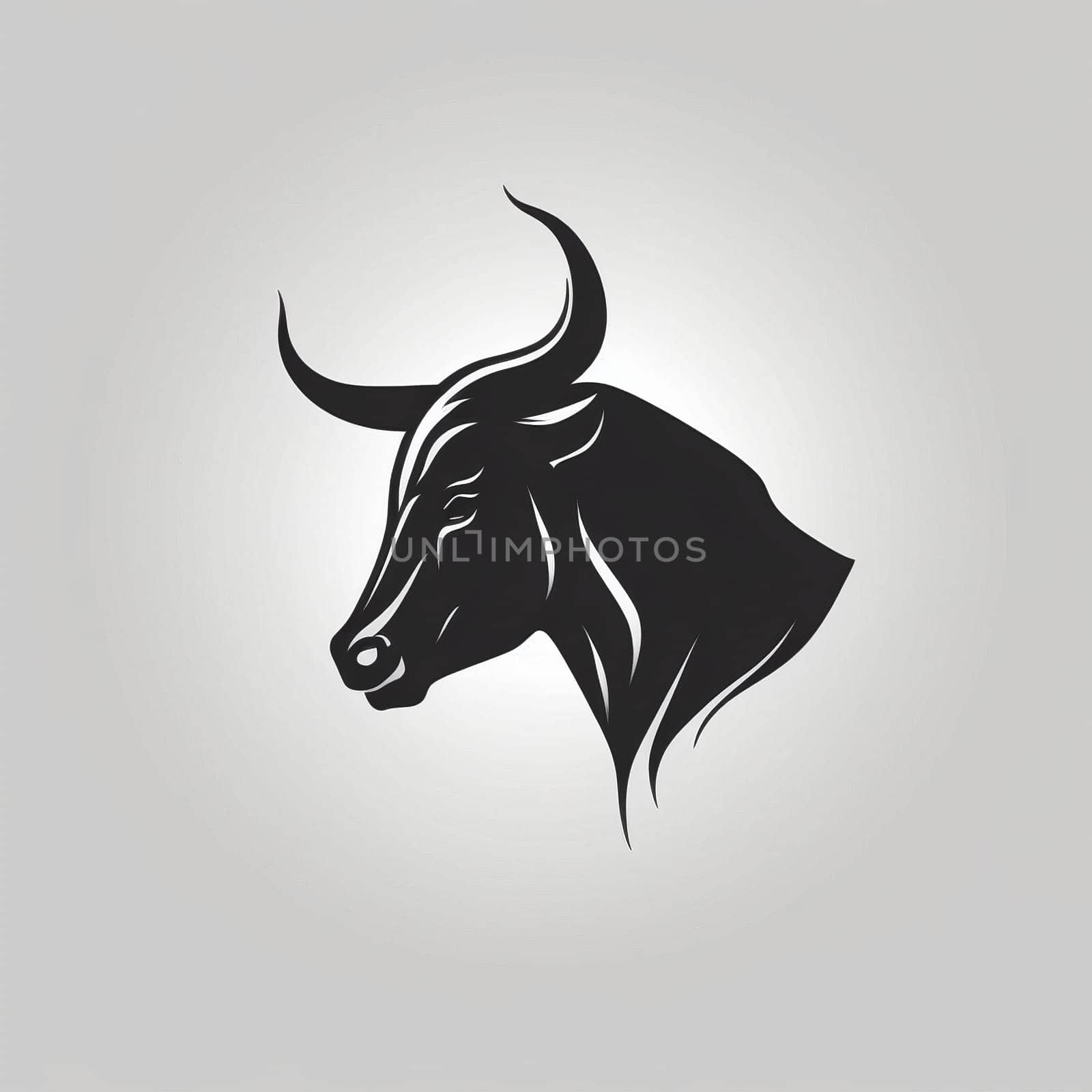 Simple flat logo design of a black bull isolated on the white background, created with generative AI