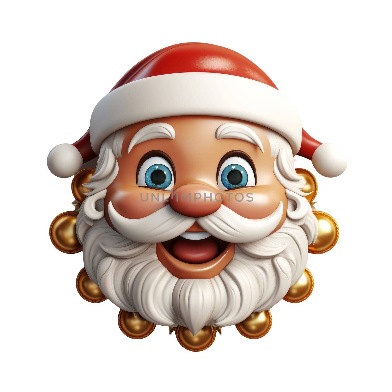 Cute Santa Claus face 3D logo on the transparent background, created with generative AI
