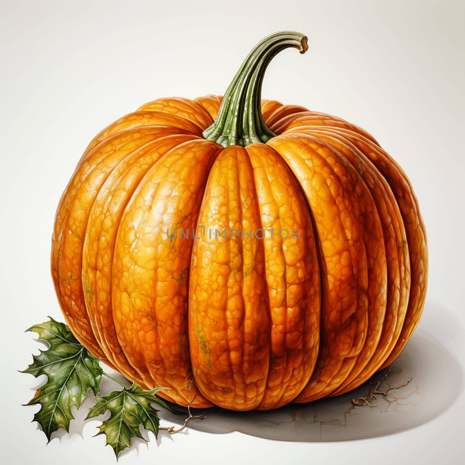 Pumpkin in watercolor style on the white background, created with generative AI