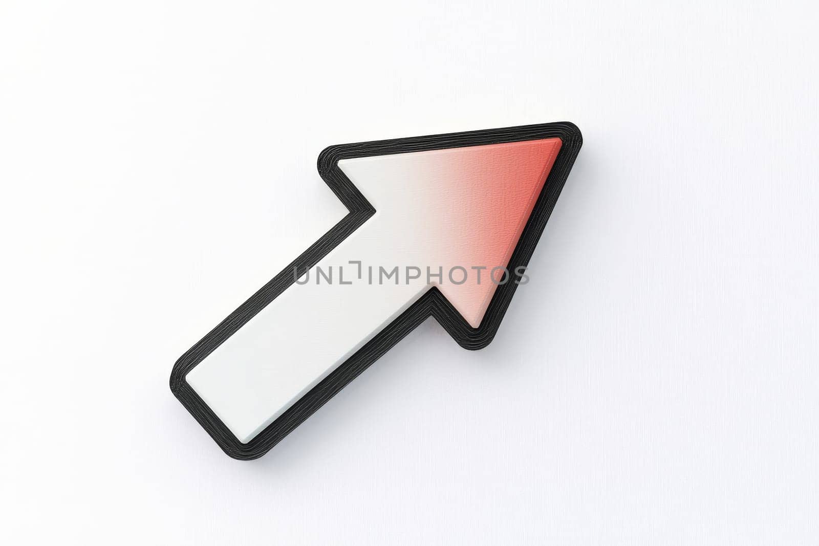 This design features a striking upward arrow icon, blending white and soft red tones, emphasizing direction and movement in a modern aesthetic.