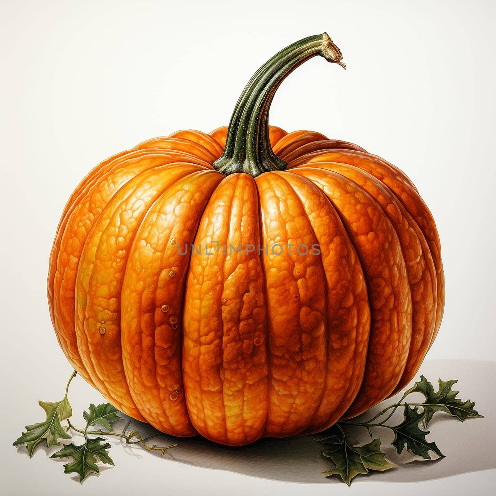 Pumpkin in watercolor style on the white background, created with generative AI