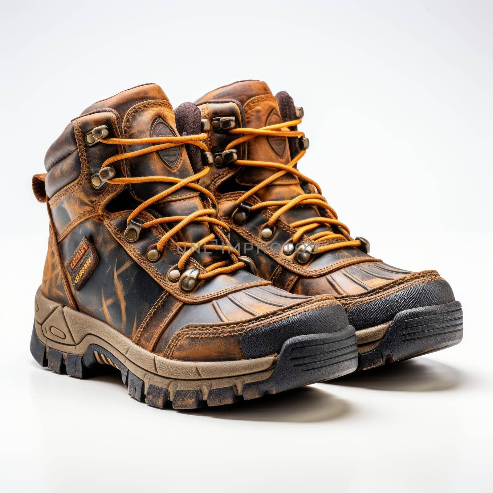A pair of brown and black boots created with generative AI technology