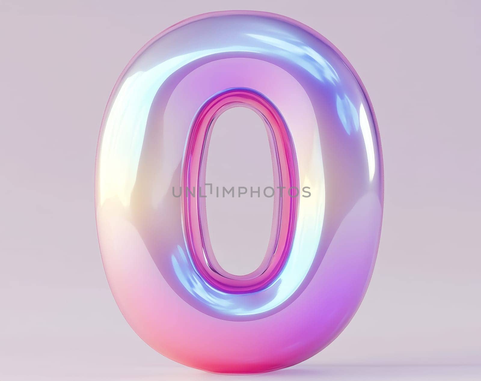 A vibrant, glossy number zero captures attention with its shimmering surface, perfectly set against a gentle pastel backdrop.