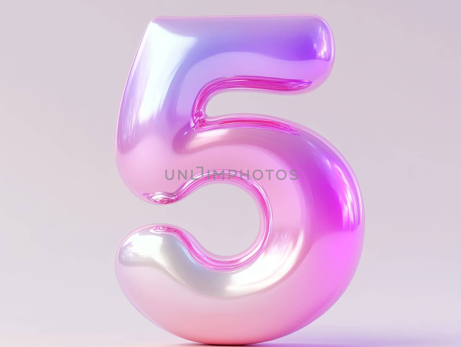 A shiny number five displays a captivating pink gradient, exuding a cheerful and festive vibe perfect for celebrations or events.