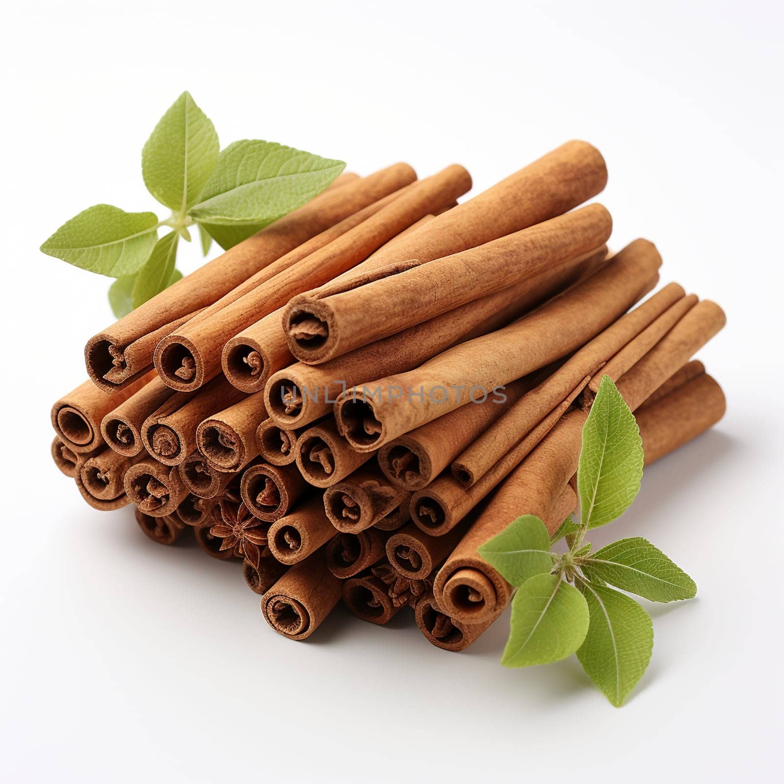 Cinnamon stcks isolated on the white background, created with generative AI