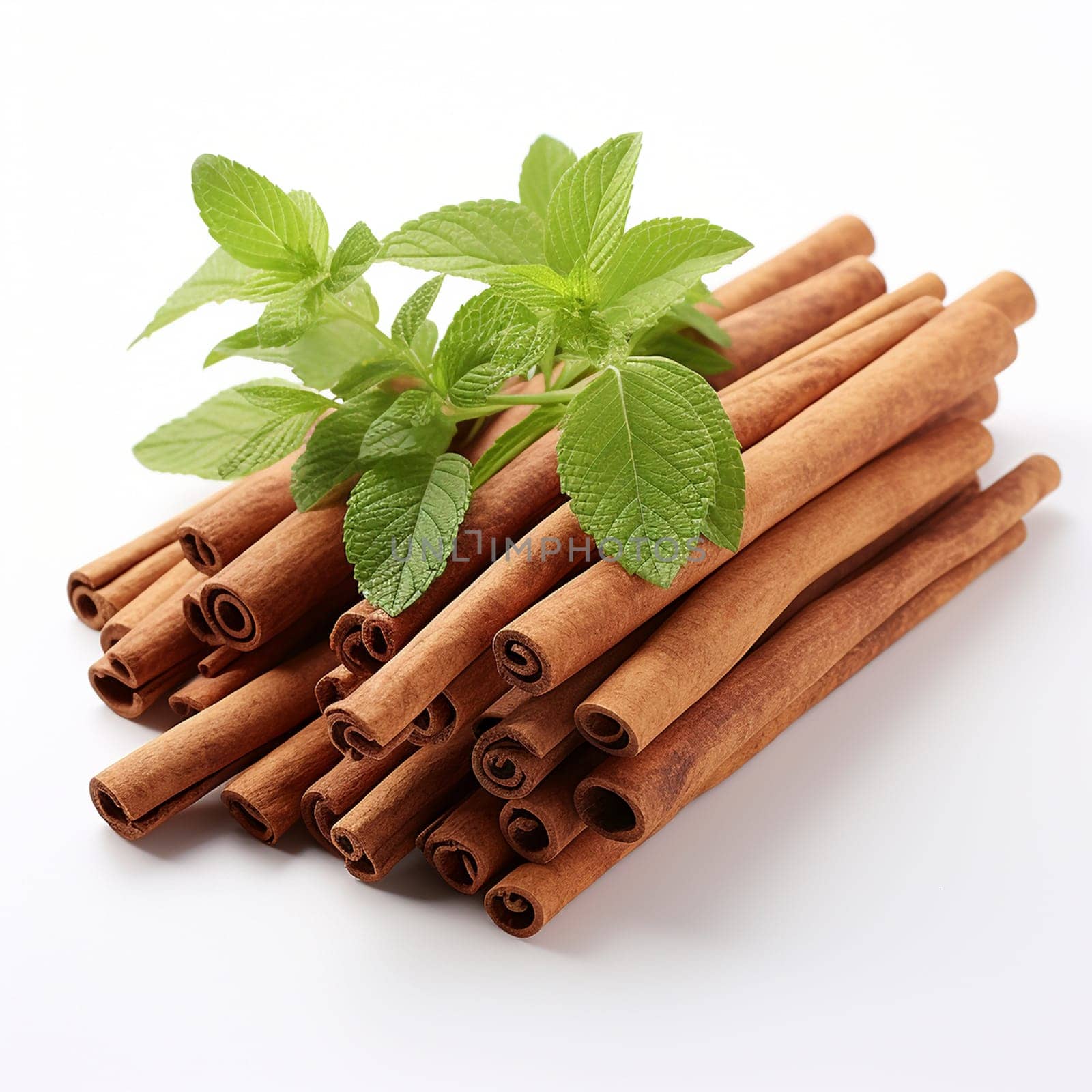 Cinnamon stickers isolated on the white background, created with generative AI
