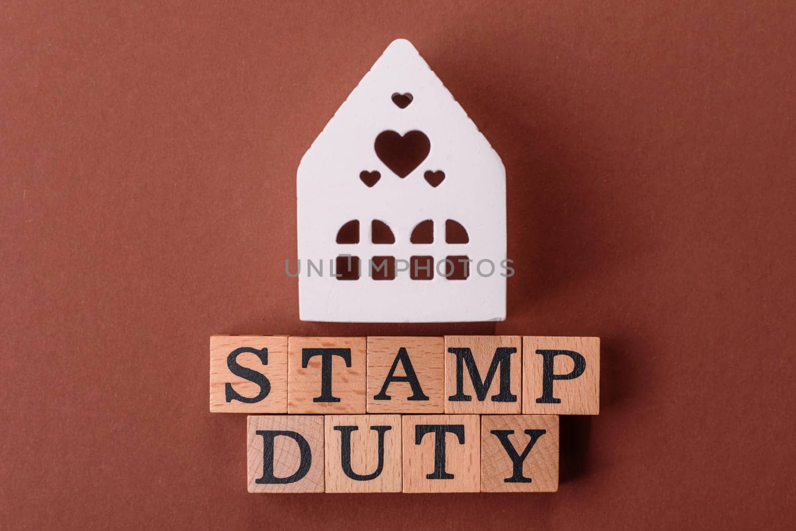 Stamp duty tax, property investment concept, business processes related to real estate. Stamp duty inscription as a background for business design