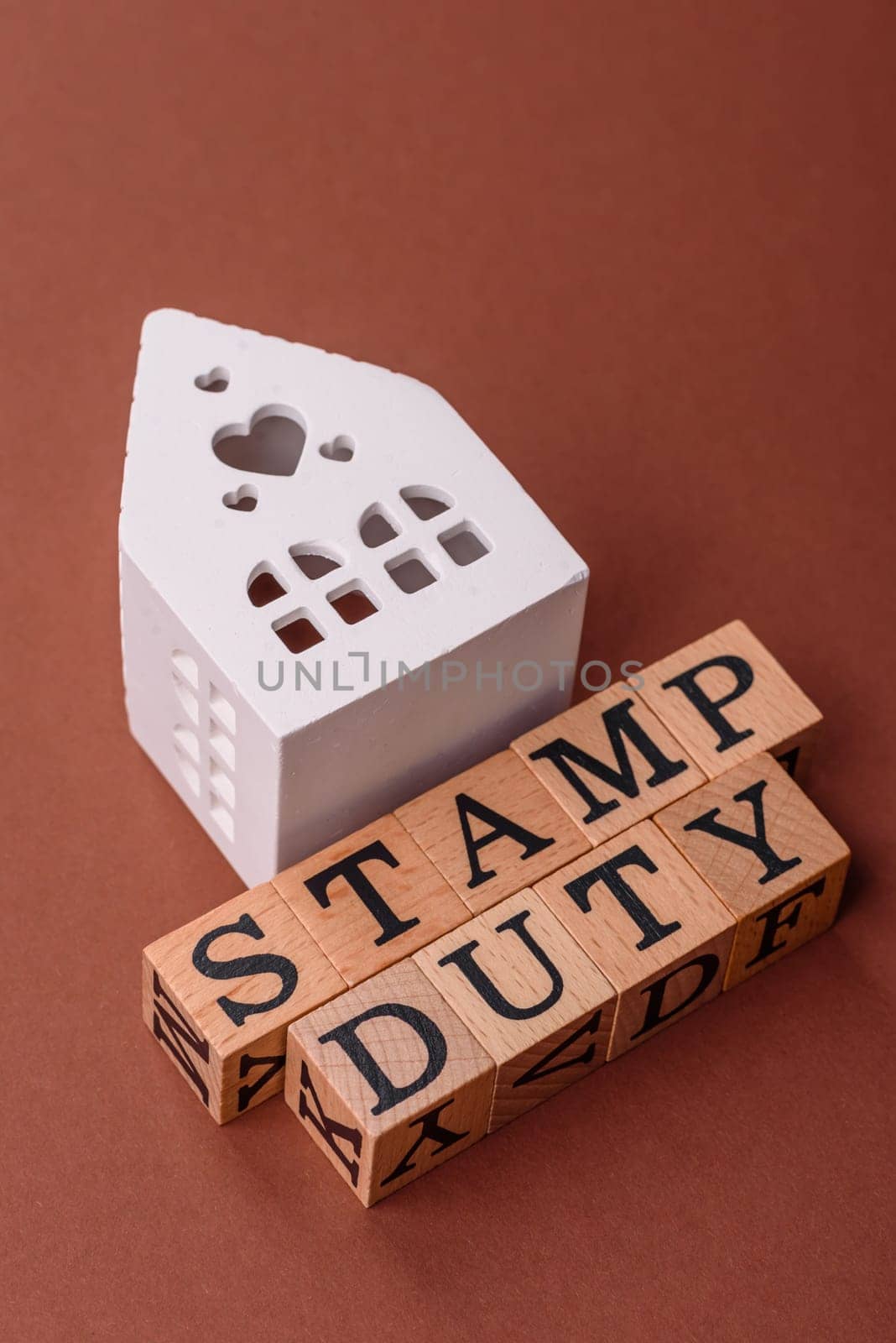 Stamp duty tax, property investment concept, business processes related to real estate. Stamp duty inscription as a background for business design