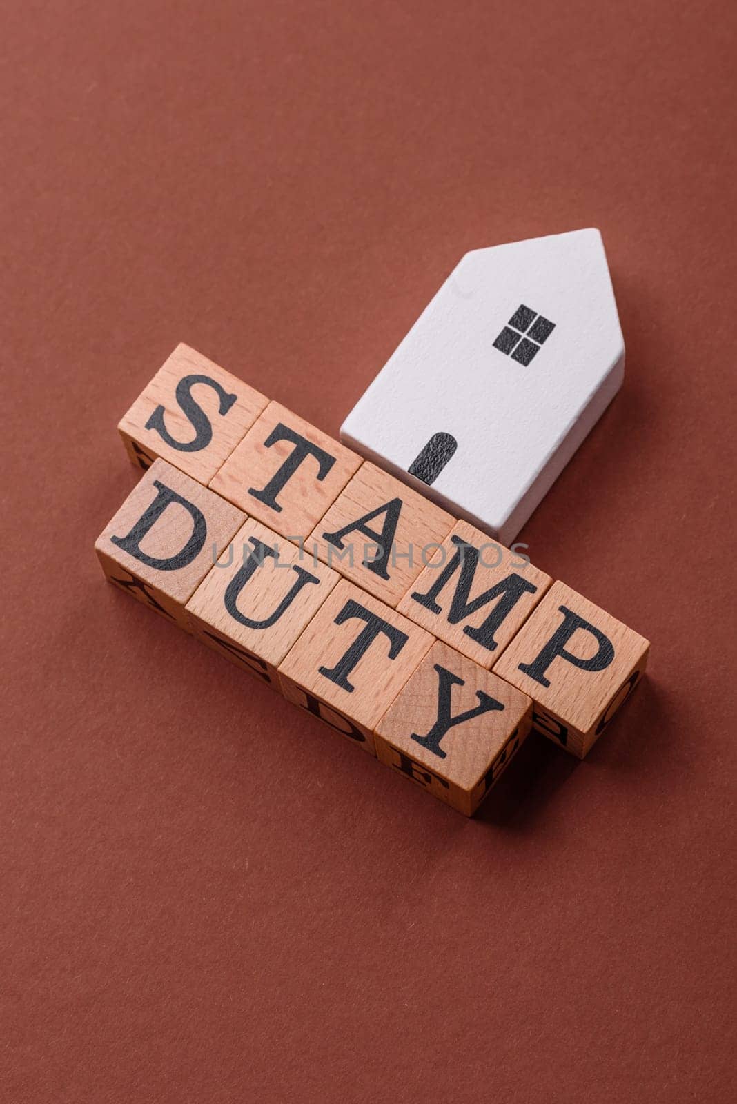 Stamp duty tax, property investment concept, business processes related to real estate. Stamp duty inscription as a background for business design
