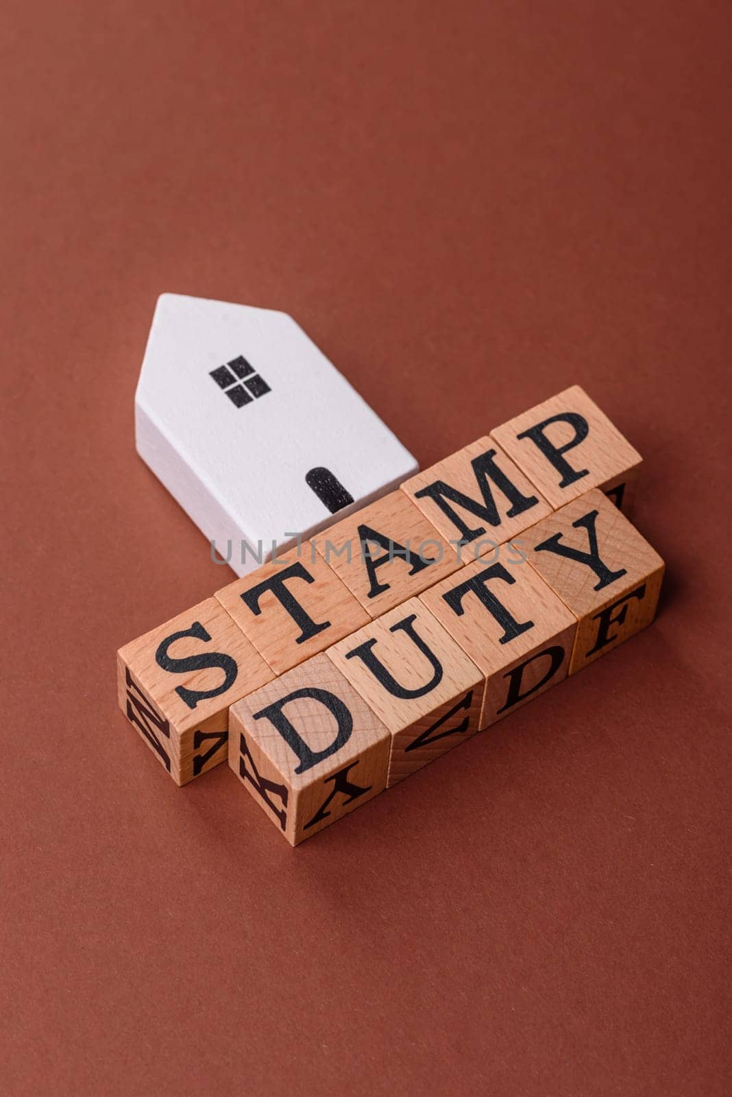 Stamp duty tax, property investment concept, business processes related to real estate. Stamp duty inscription as a background for business design