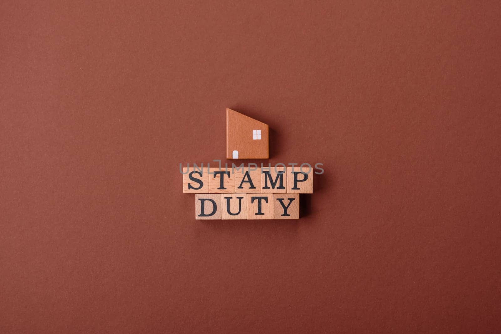 Stamp duty tax, property investment concept, business processes related to real estate. Stamp duty inscription as a background for business design