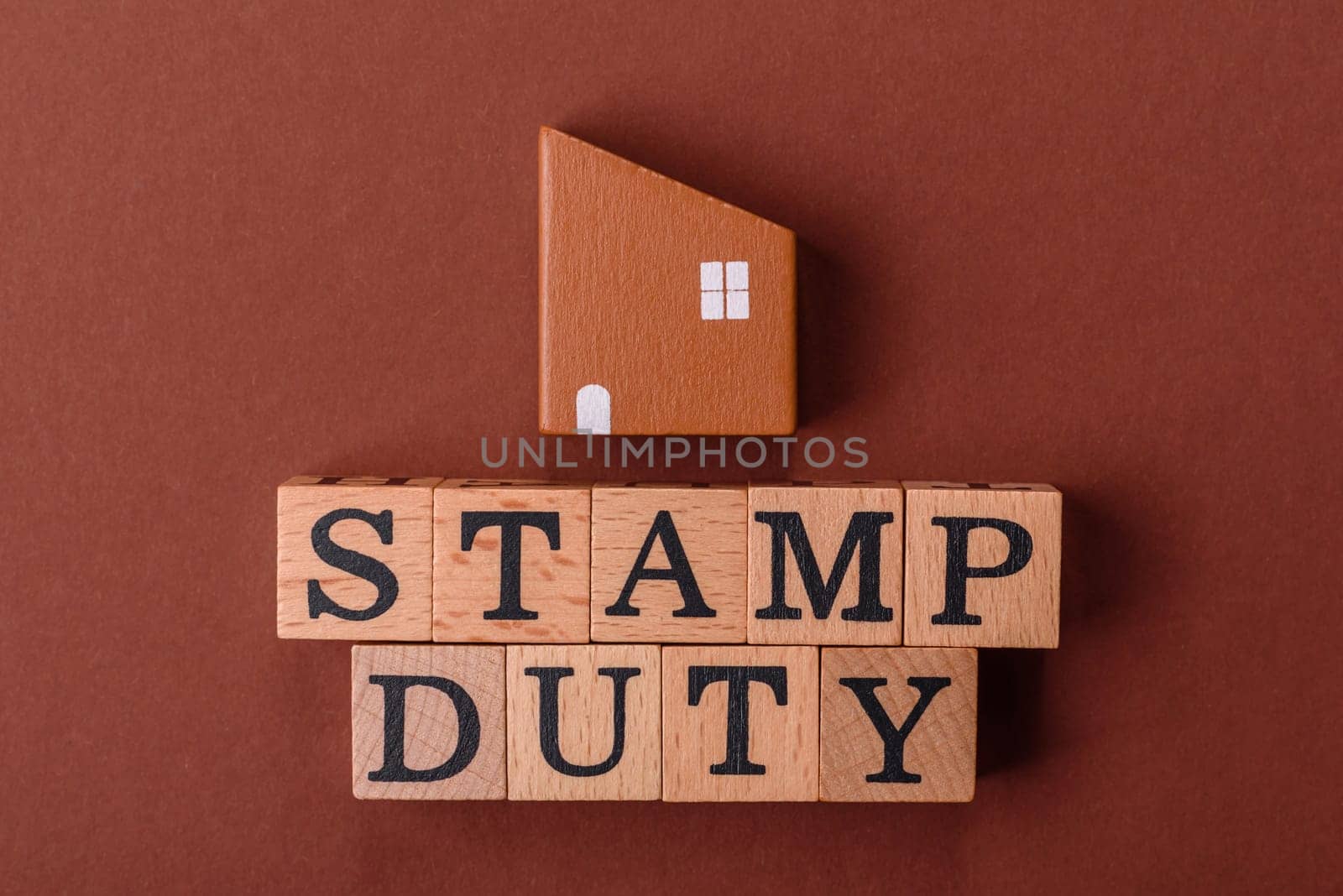 Stamp duty tax, property investment concept, business processes related to real estate. Stamp duty inscription as a background for business design