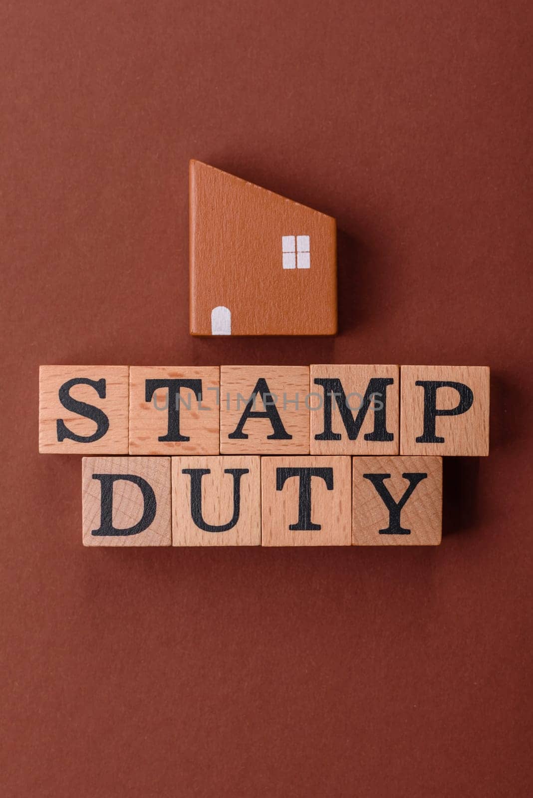 Stamp duty tax, property investment concept, business processes related to real estate. Stamp duty inscription as a background for business design