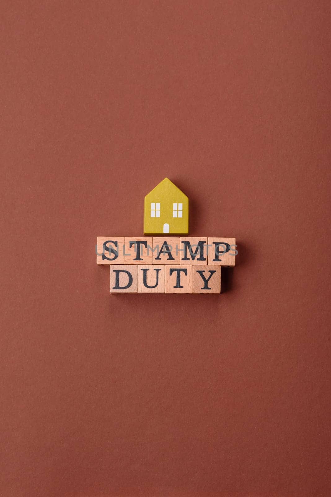 Stamp duty tax, property investment concept, business processes related to real estate. Stamp duty inscription as a background for business design