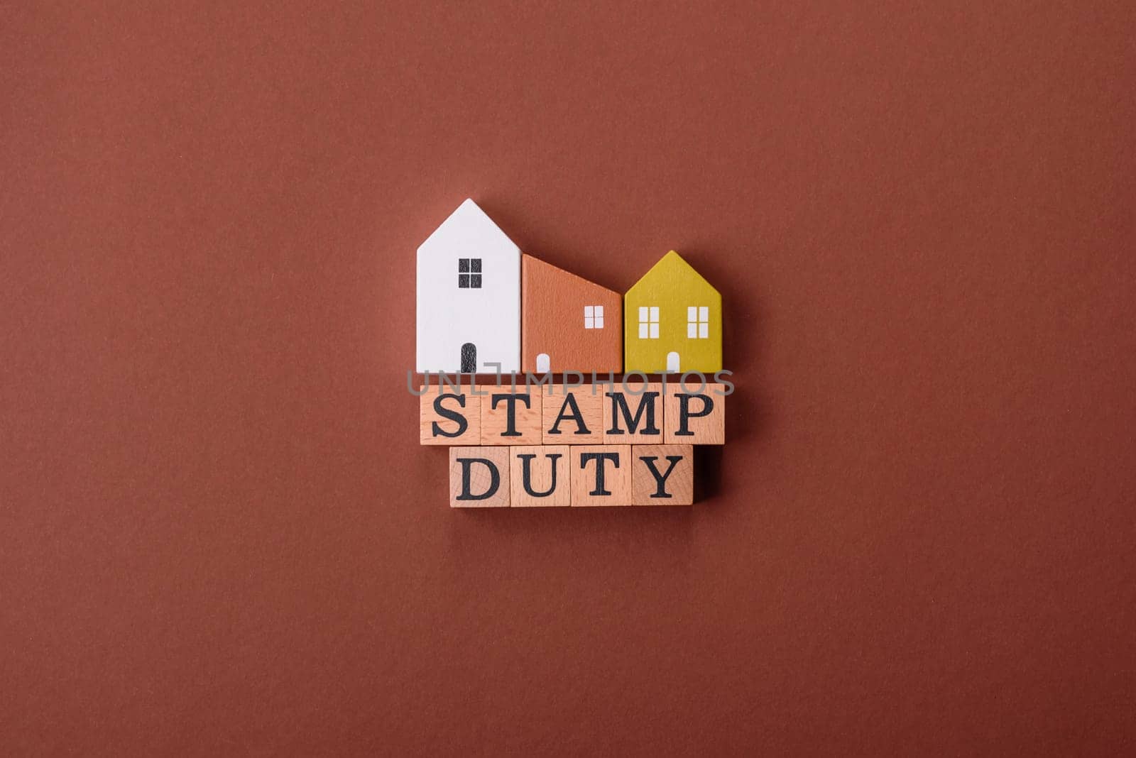 Stamp duty tax, property investment concept, business processes related to real estate. Stamp duty inscription as a background for business design