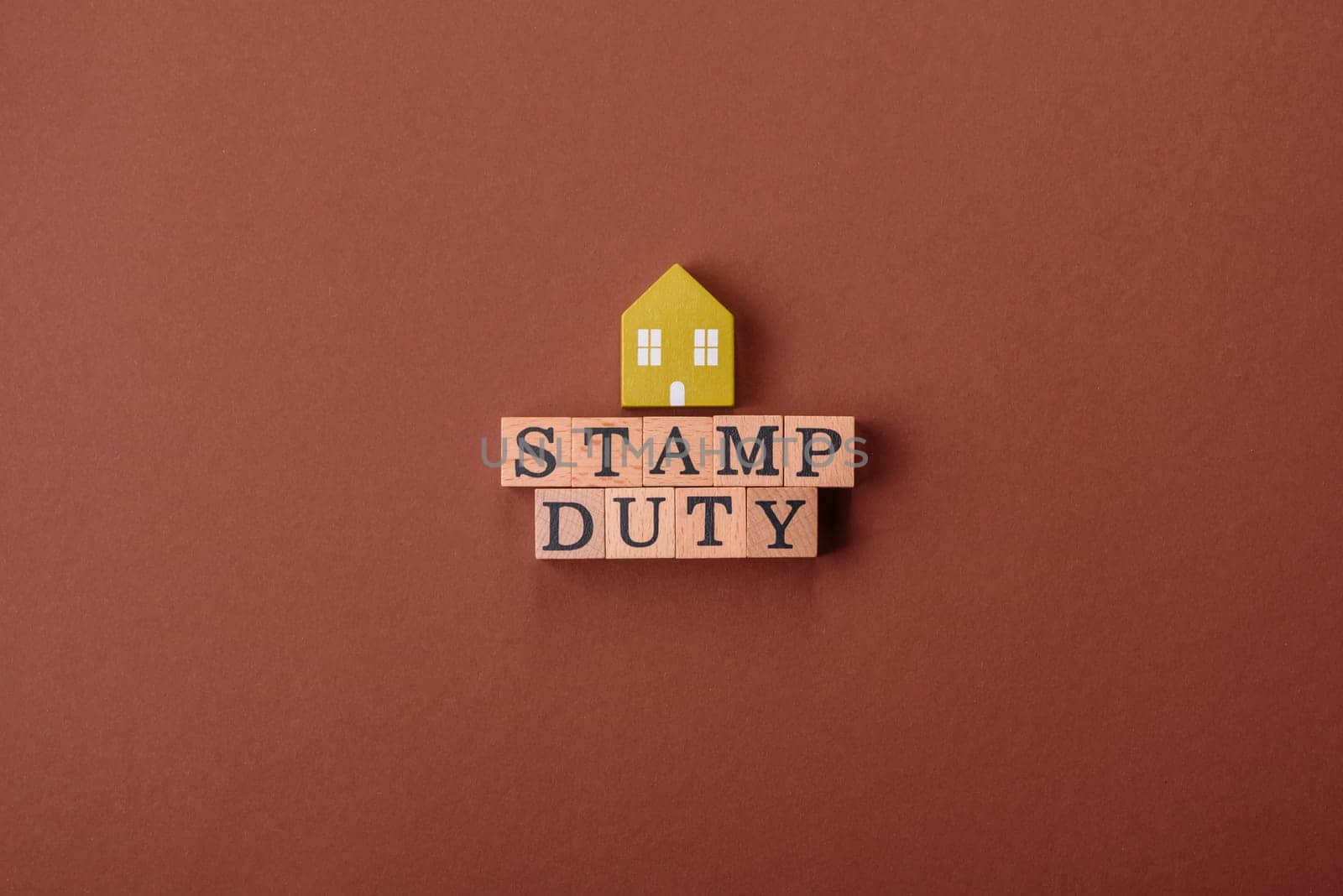 Stamp duty tax, property investment concept, business processes related to real estate. Stamp duty inscription as a background for business design