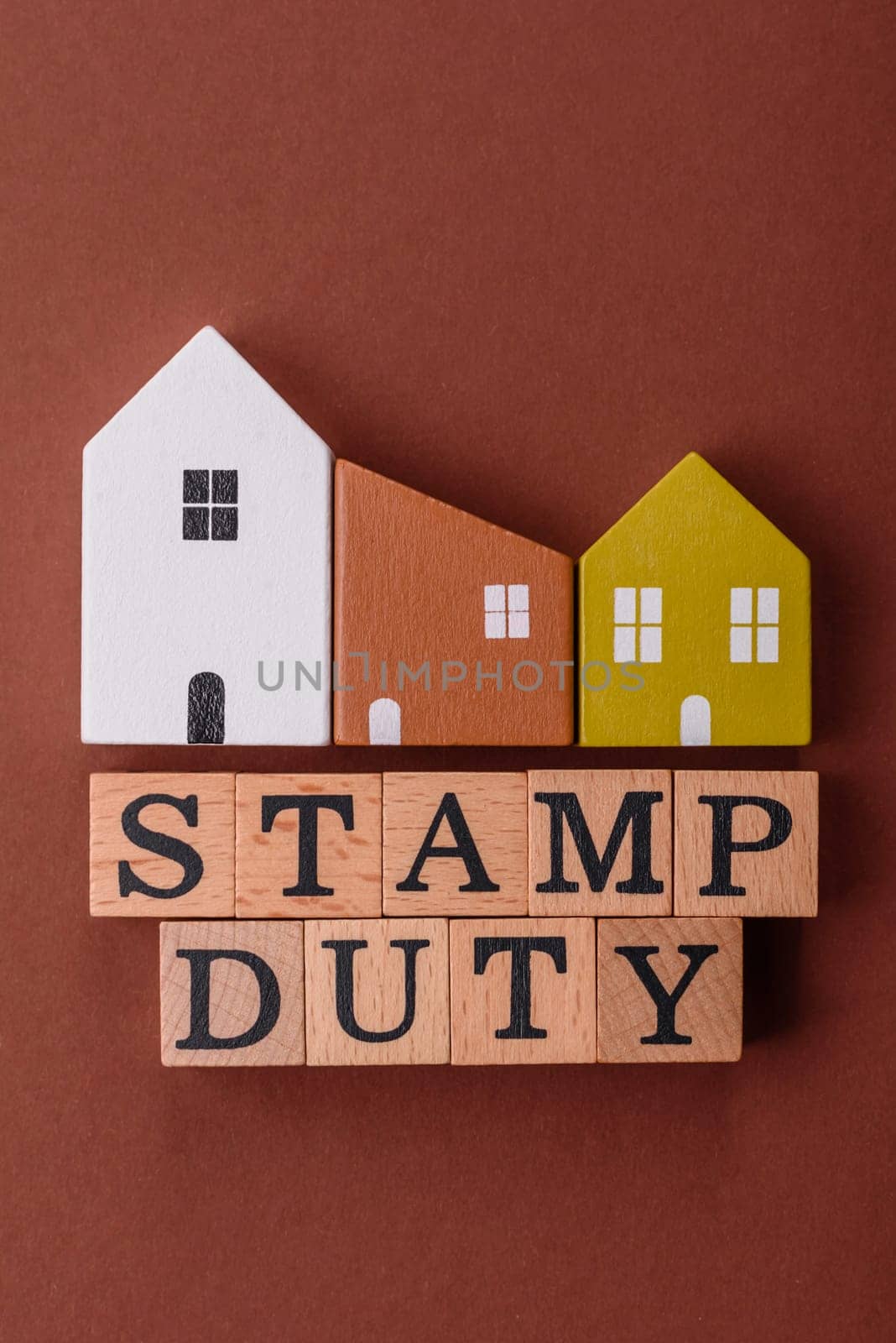 Stamp duty tax, property investment concept, business processes related to real estate. Stamp duty inscription as a background for business design