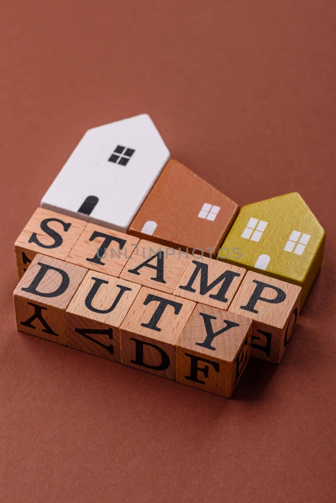 Stamp duty tax, property investment concept, business processes related to real estate. Stamp duty inscription as a background for business design