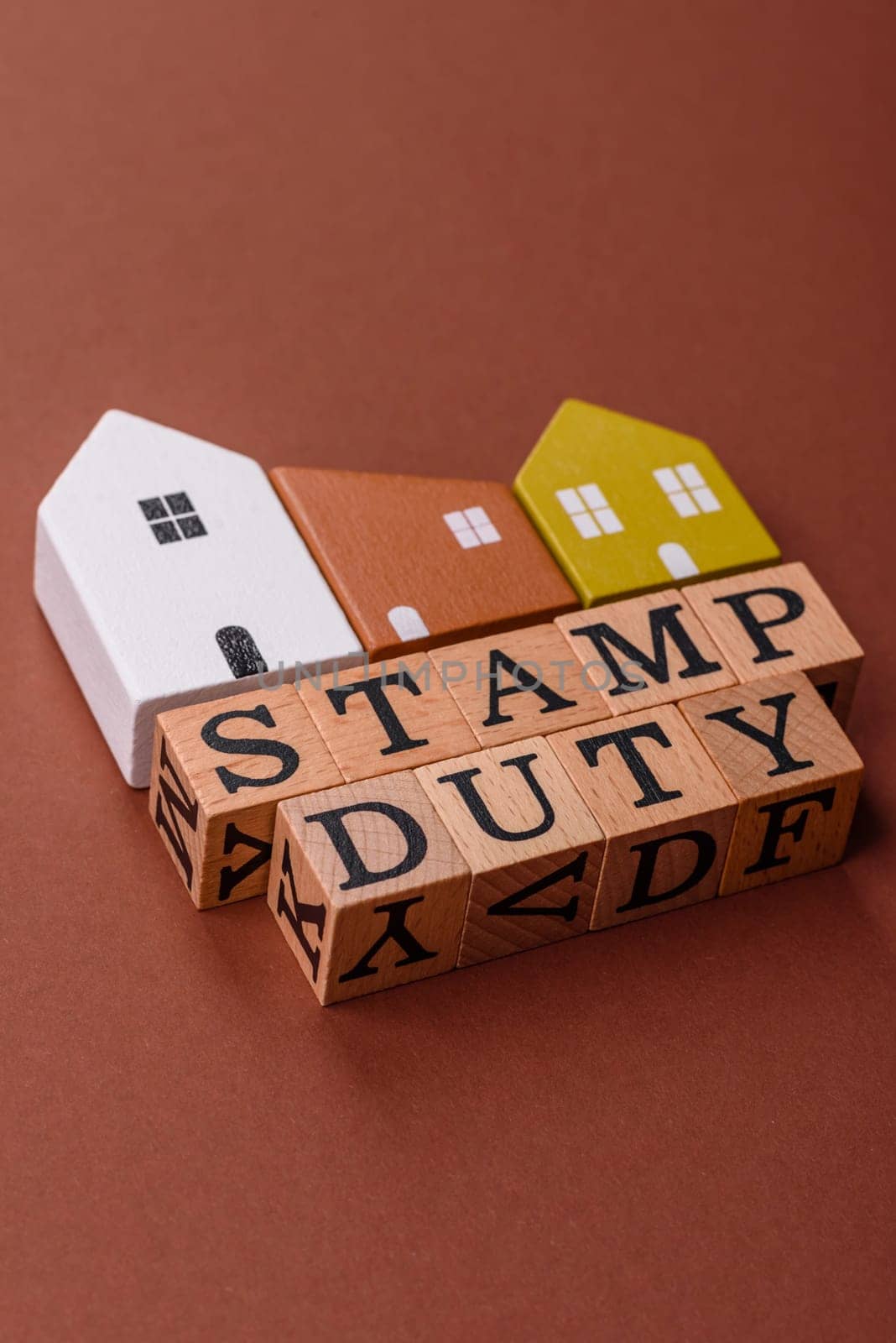 Stamp duty tax, property investment concept, business processes related to real estate. Stamp duty inscription as a background for business design