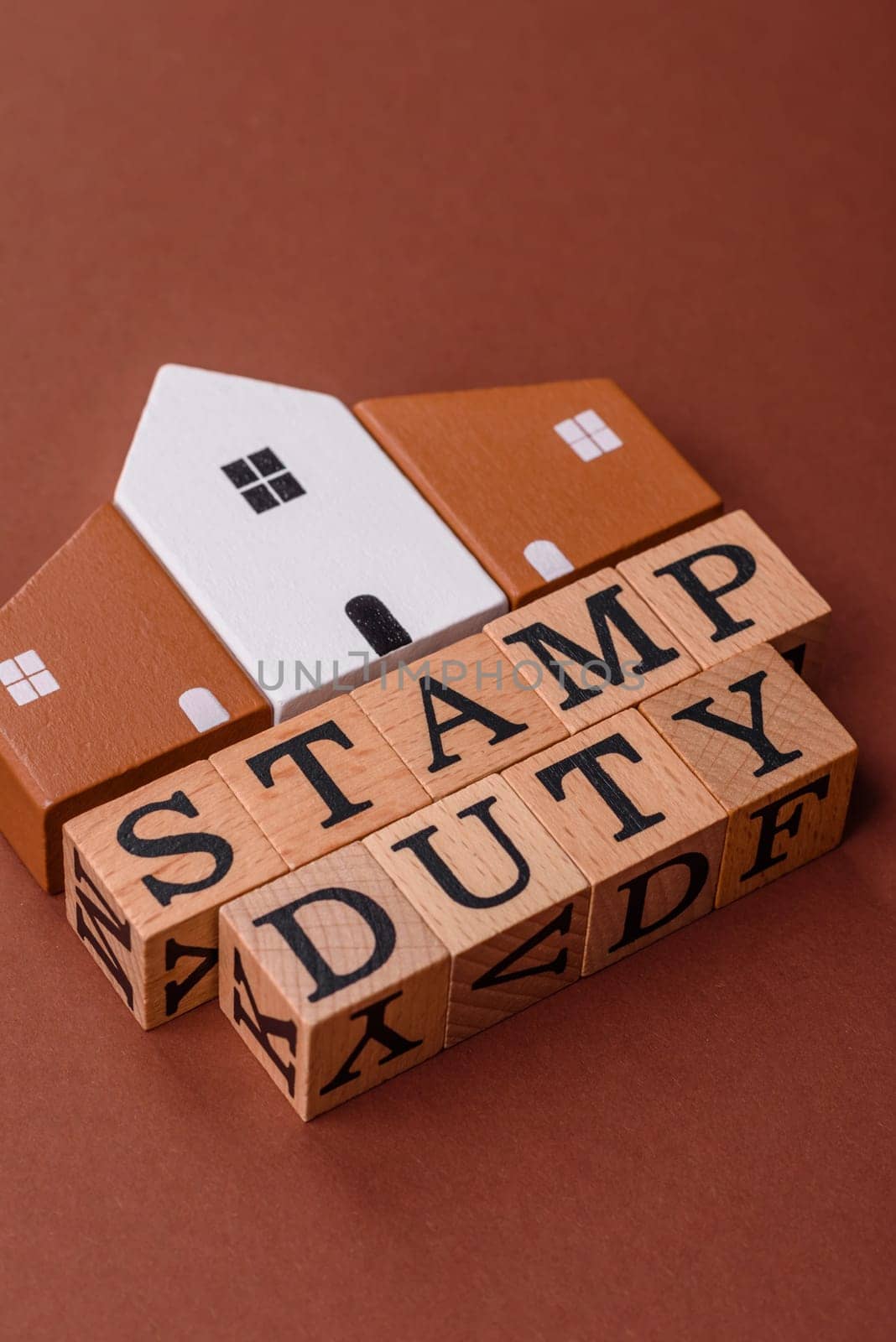 Stamp duty tax, property investment concept, business processes related to real estate. Stamp duty inscription as a background for business design