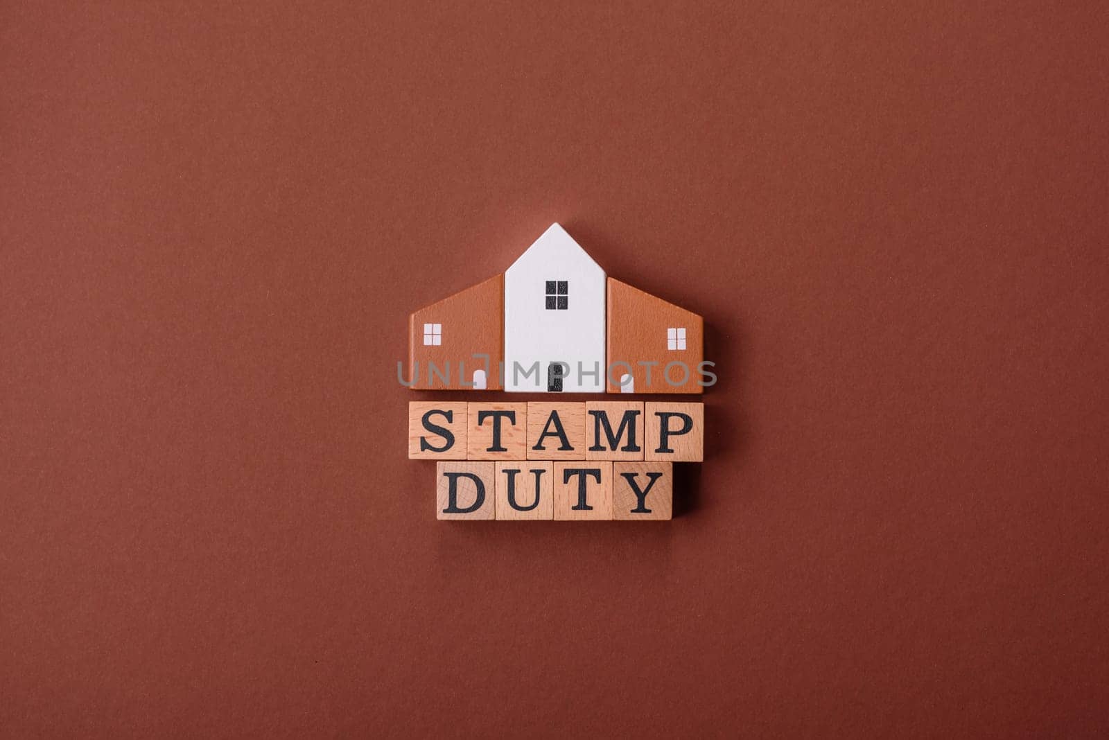 Stamp duty tax, property investment concept, business processes related to real estate. Stamp duty inscription as a background for business design