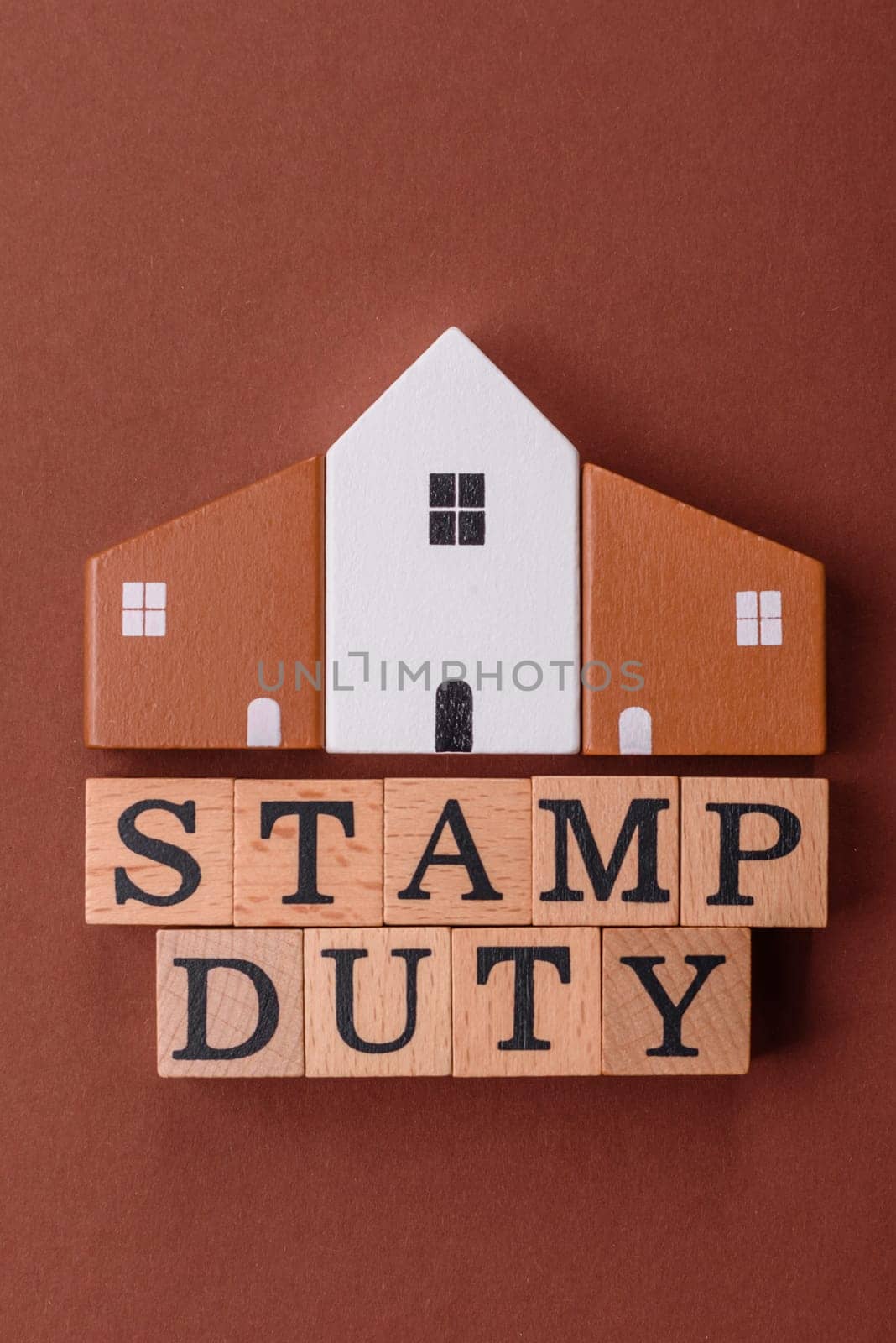 Stamp duty tax, property investment concept, business processes related to real estate. Stamp duty inscription as a background for business design